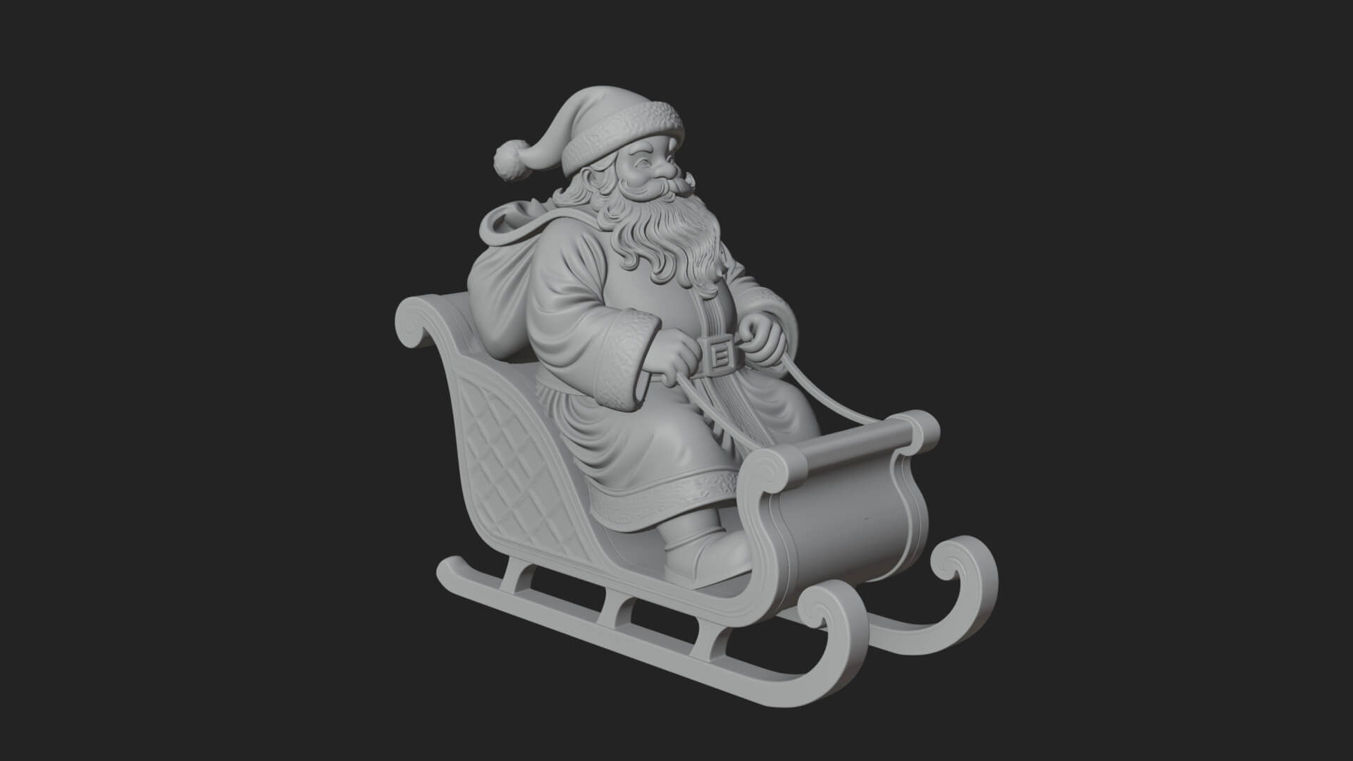 Santa in Sleigh Statue Design 1 3D Print Model 3D Model