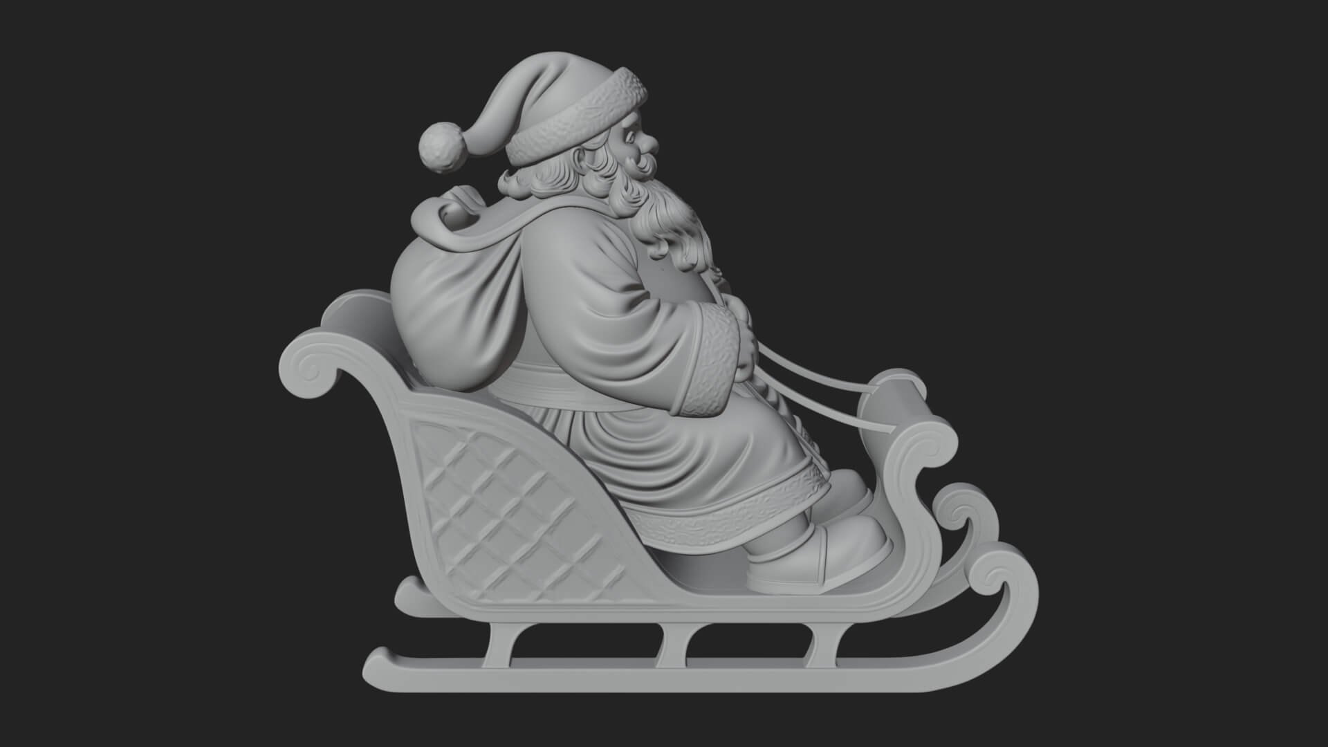 Santa in Sleigh Statue Design 1 3D Print Model 3D Model
