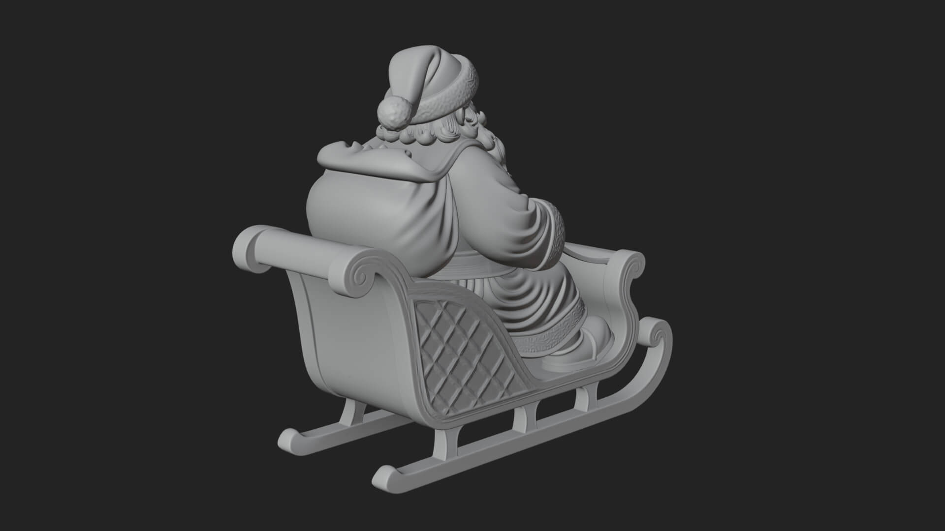 Santa in Sleigh Statue Design 1 3D Print Model 3D Model