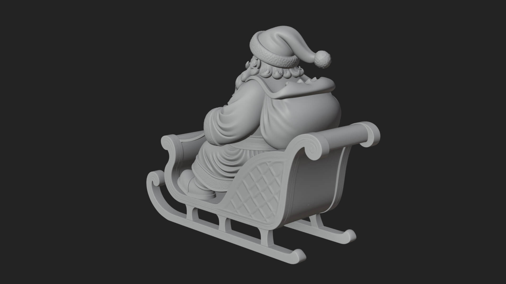 Santa in Sleigh Statue Design 1 3D Print Model 3D Model