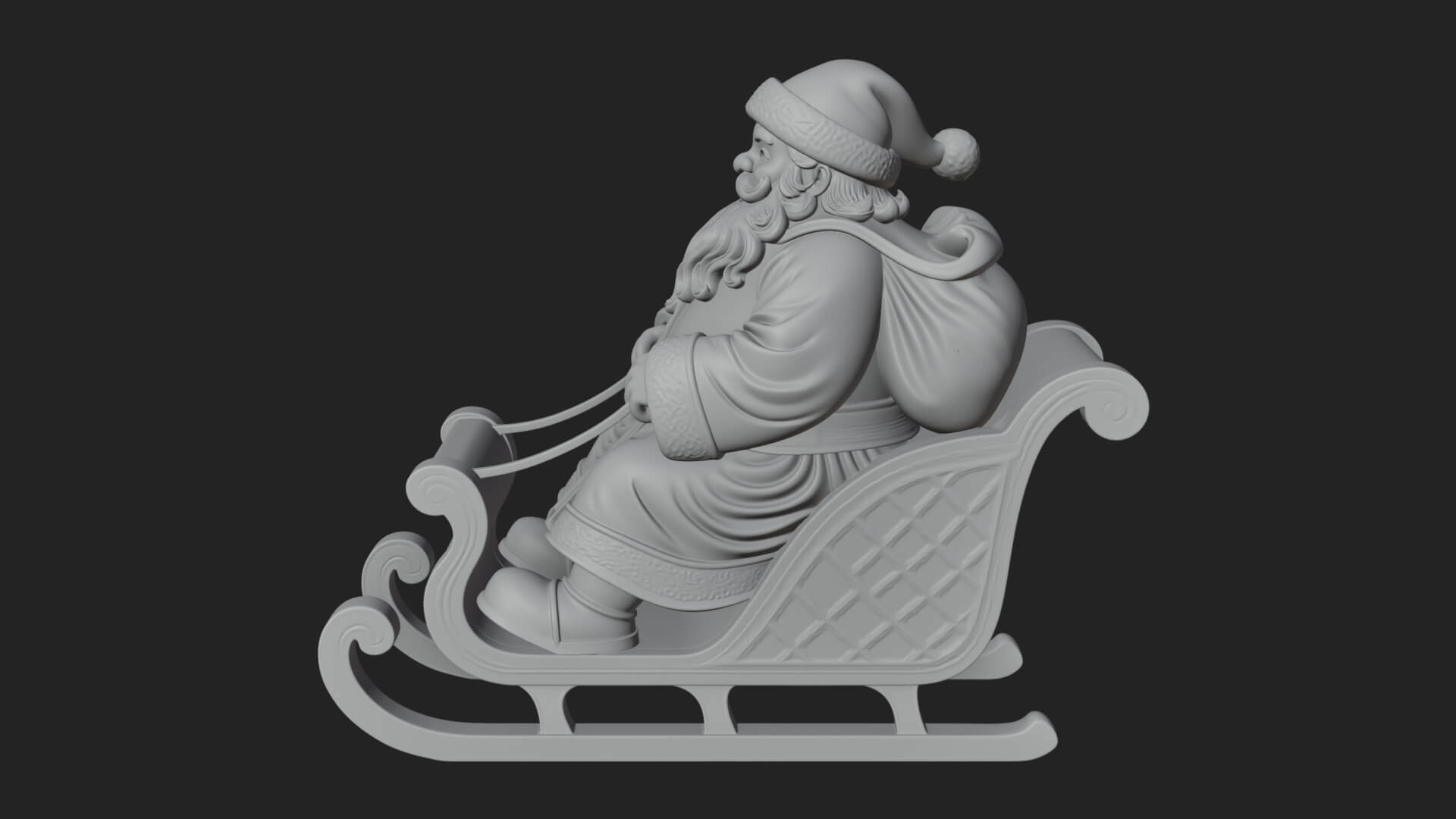 Santa in Sleigh Statue Design 1 3D Print Model 3D Model