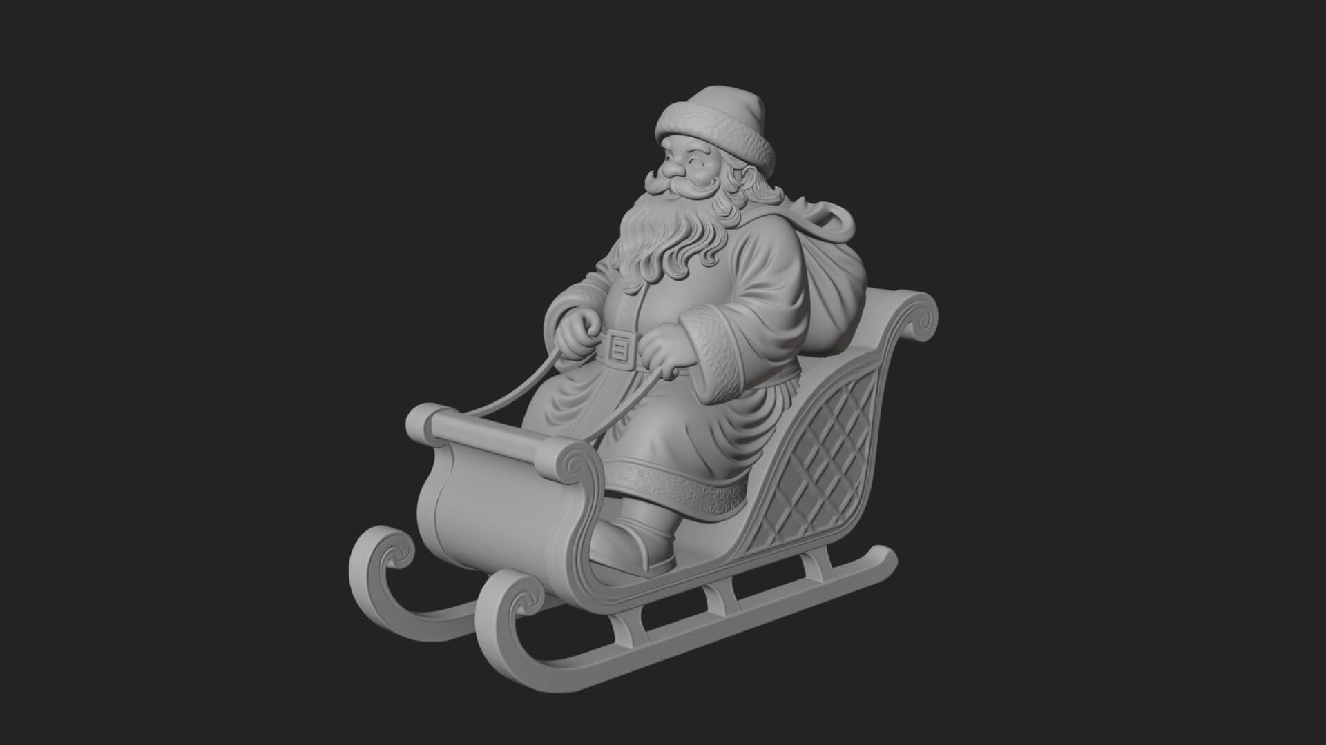 Santa in Sleigh Statue Design 1 3D Print Model 3D Model