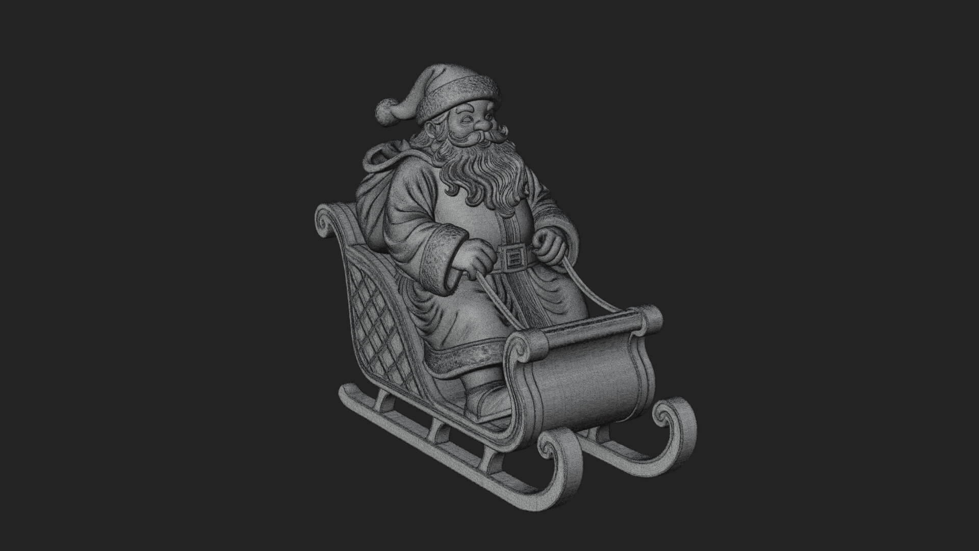 Santa in Sleigh Statue Design 1 3D Print Model 3D Model
