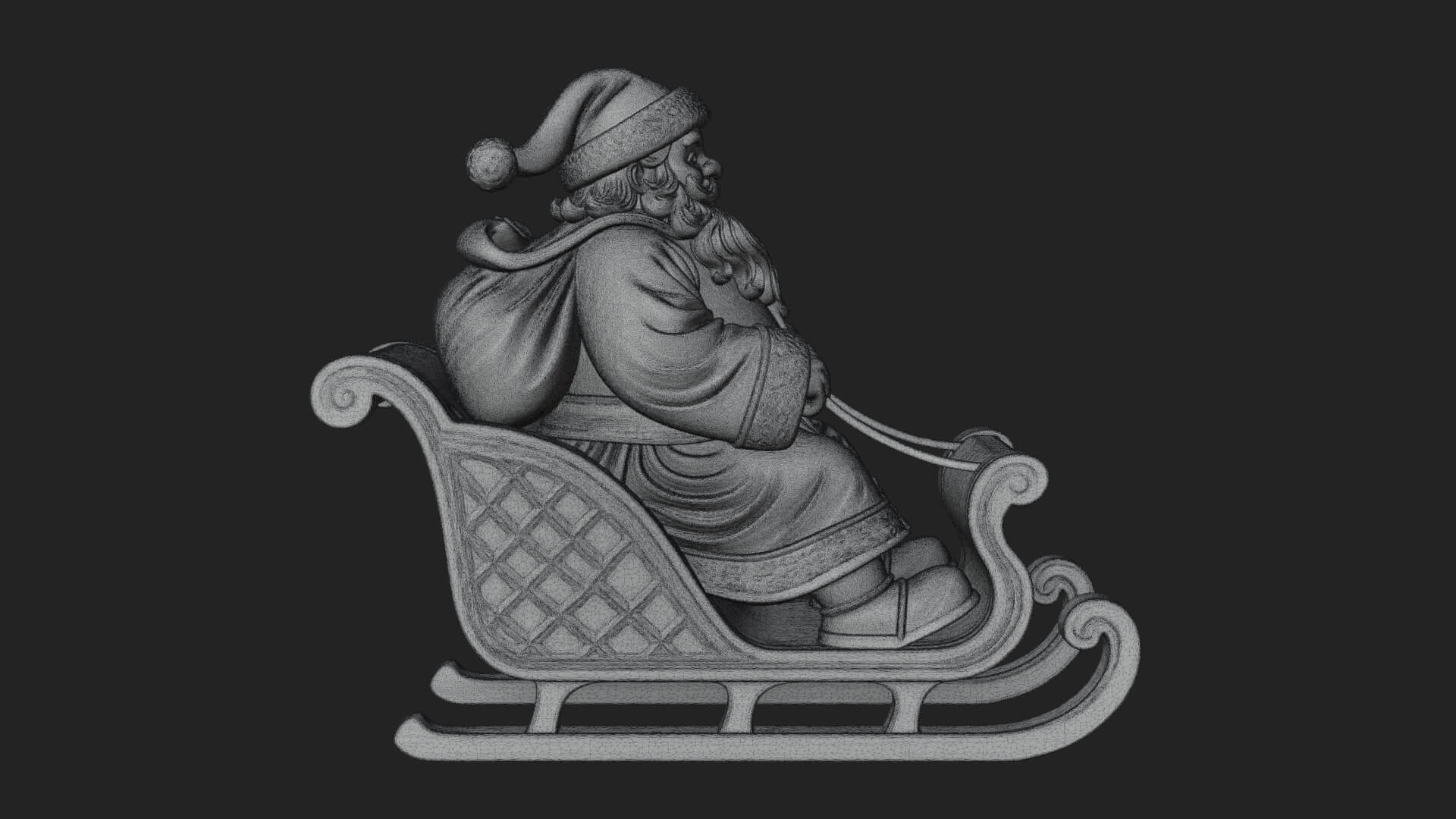 Santa in Sleigh Statue Design 1 3D Print Model 3D Model