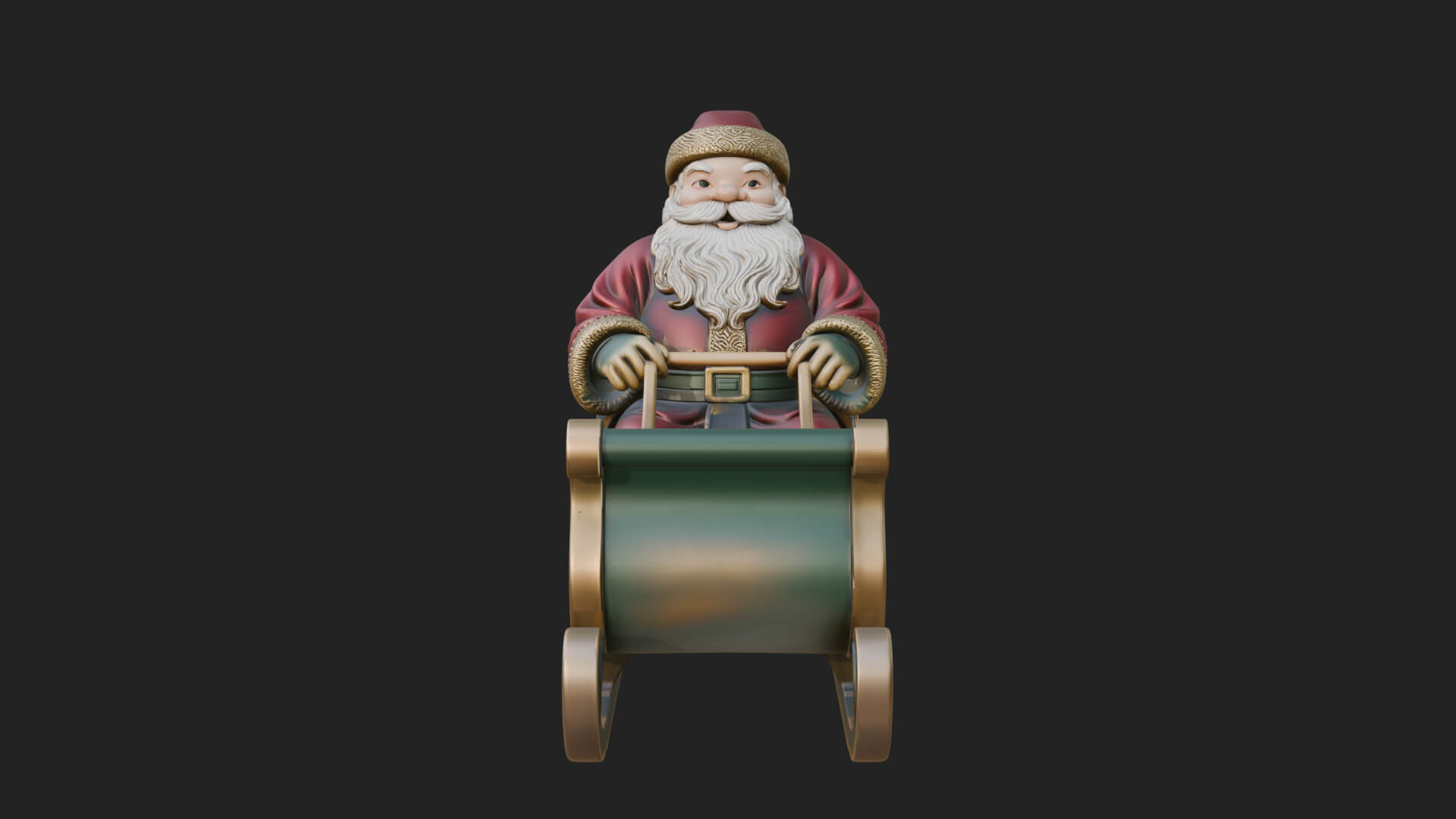 Santa in Sleigh Statue Design 2 3D Print Model 3D Model
