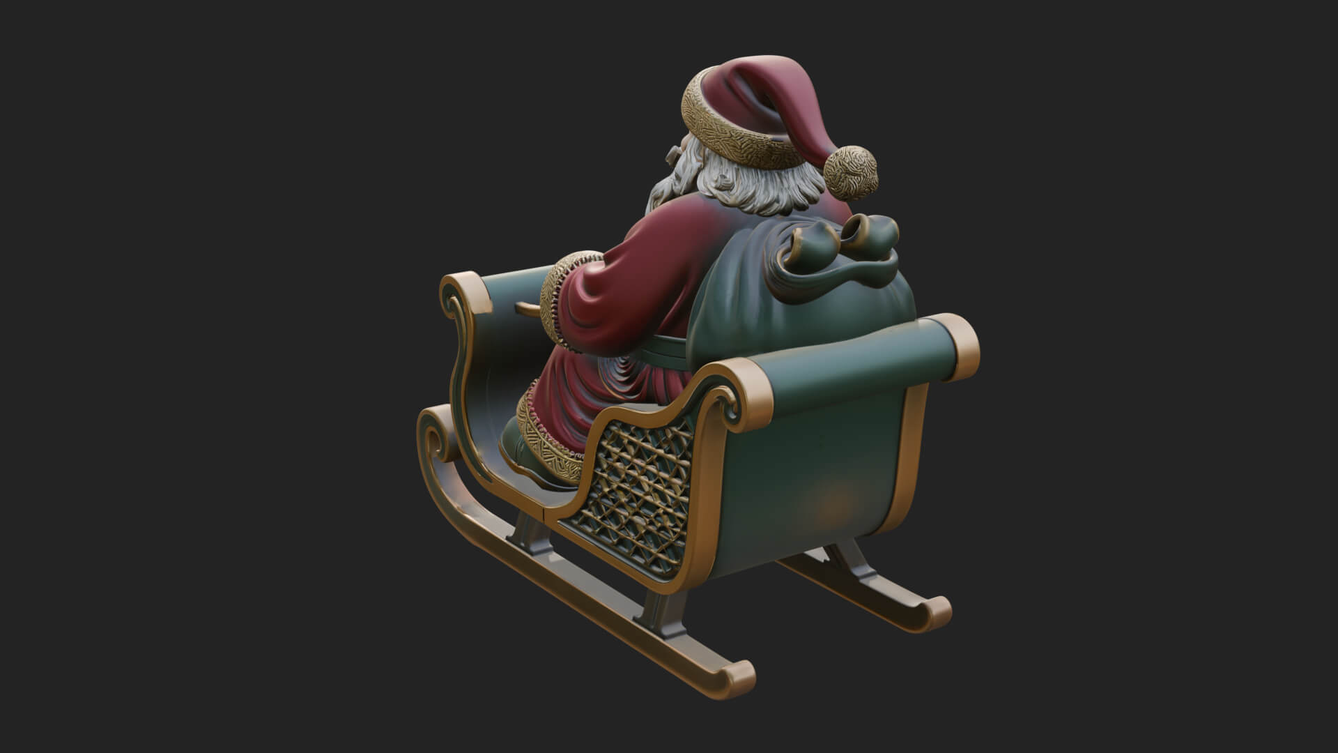 Santa in Sleigh Statue Design 2 3D Print Model 3D Model