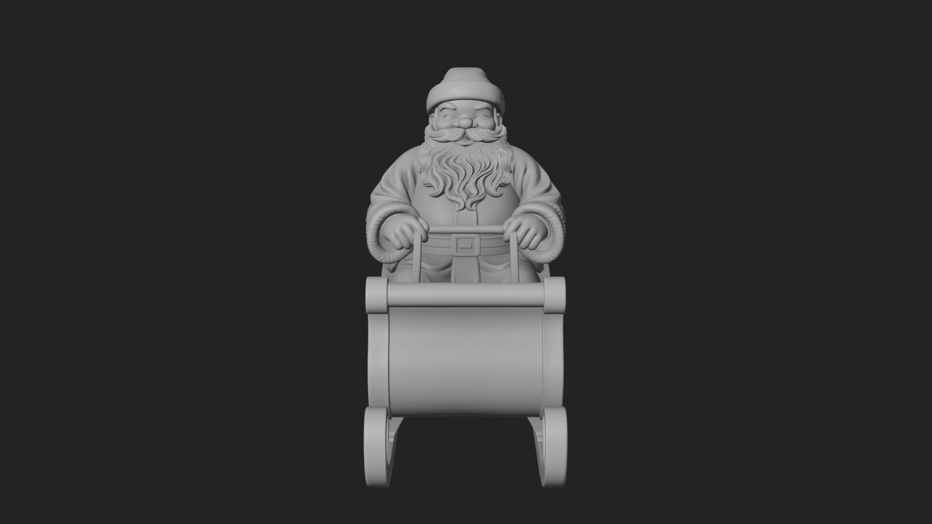 Santa in Sleigh Statue Design 2 3D Print Model 3D Model