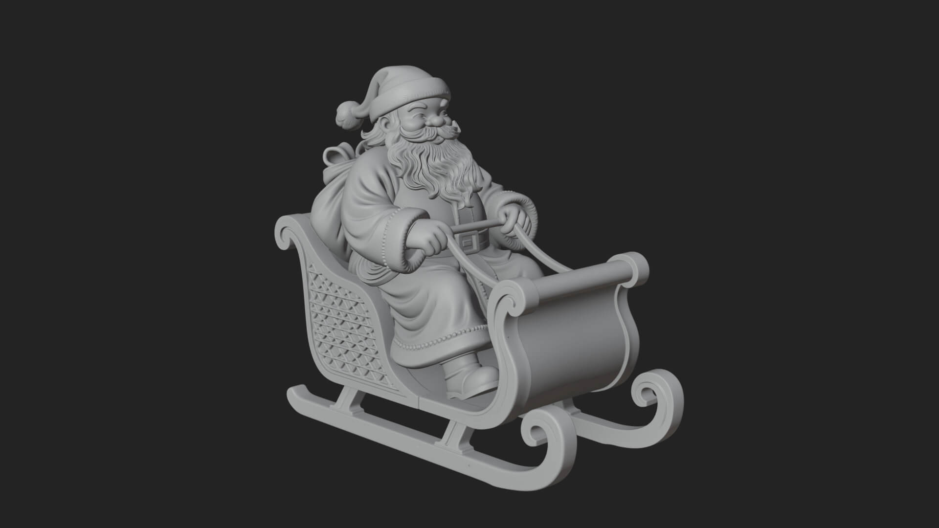 Santa in Sleigh Statue Design 2 3D Print Model 3D Model