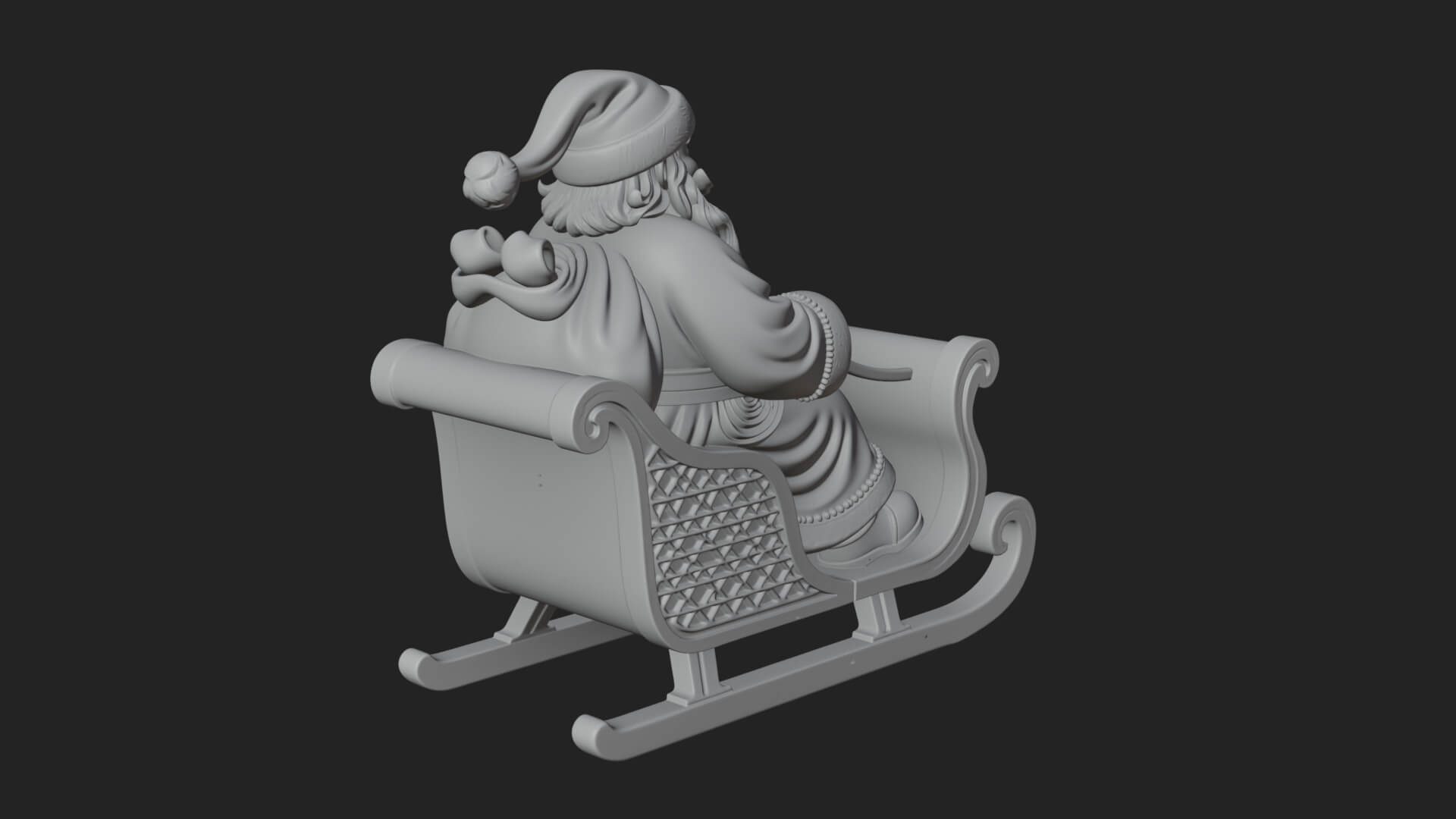 Santa in Sleigh Statue Design 2 3D Print Model 3D Model