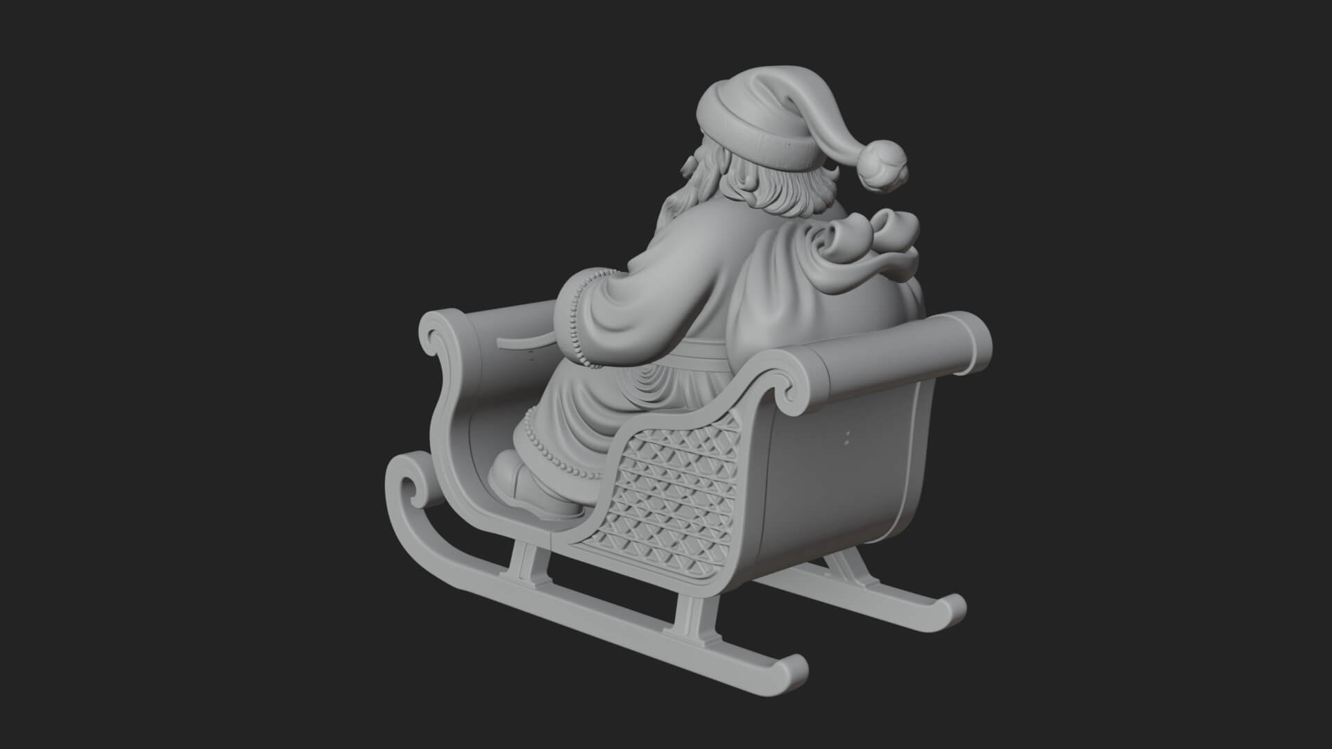 Santa in Sleigh Statue Design 2 3D Print Model 3D Model