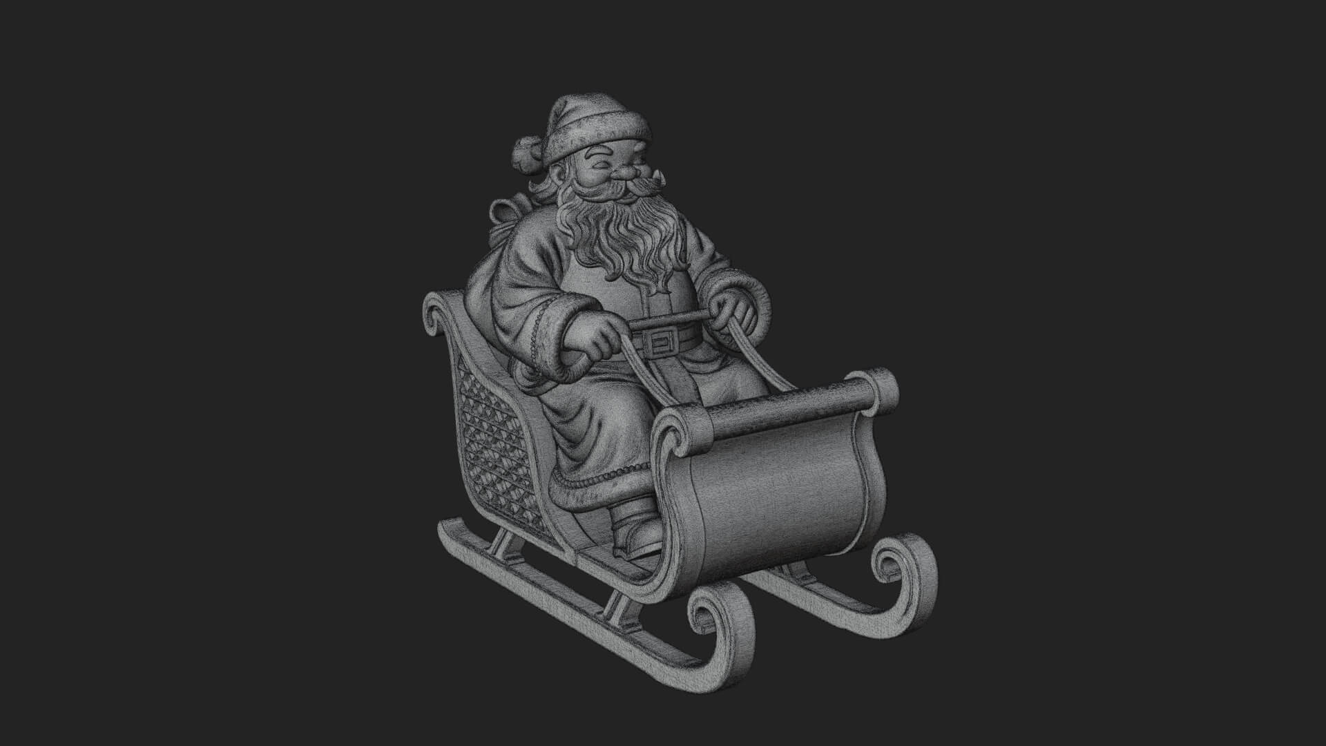 Santa in Sleigh Statue Design 2 3D Print Model 3D Model