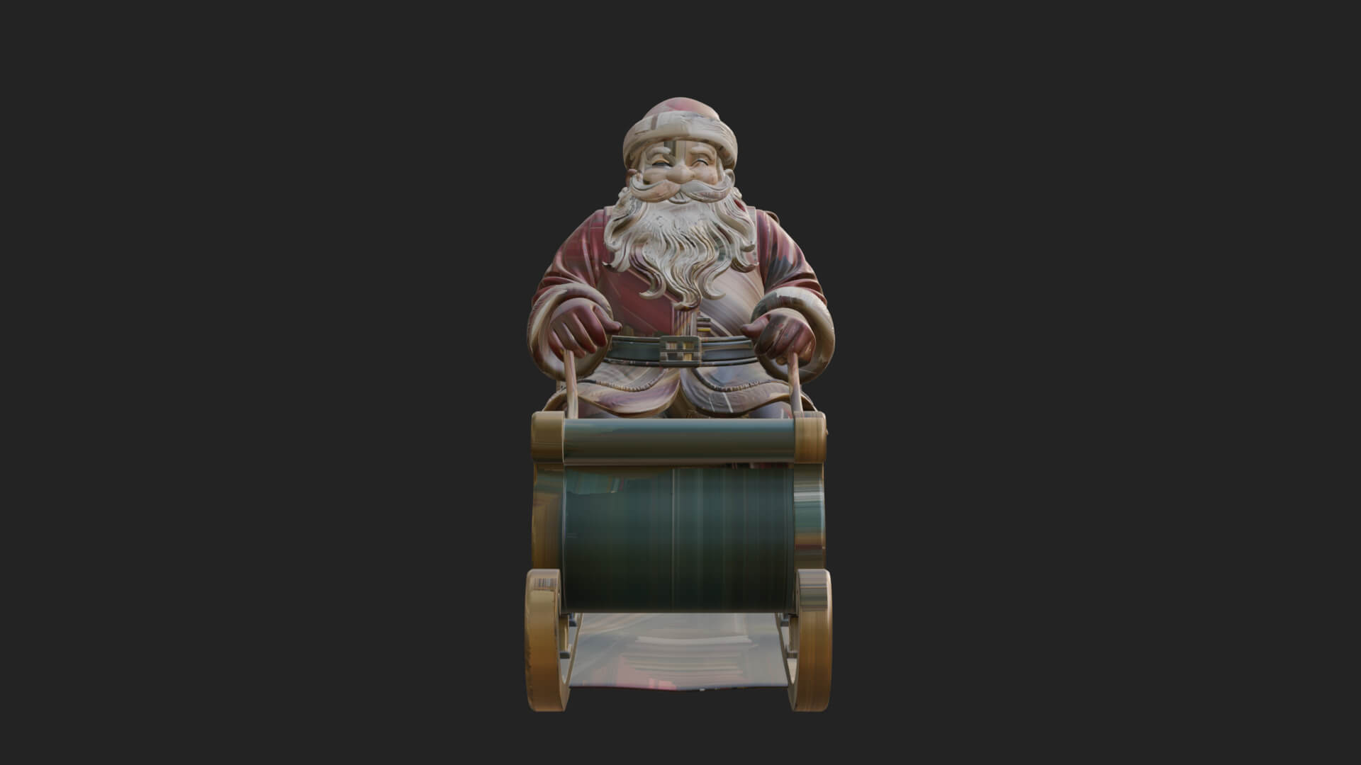 Santa in Sleigh Statue Design 3 3D Print Model 3D Model