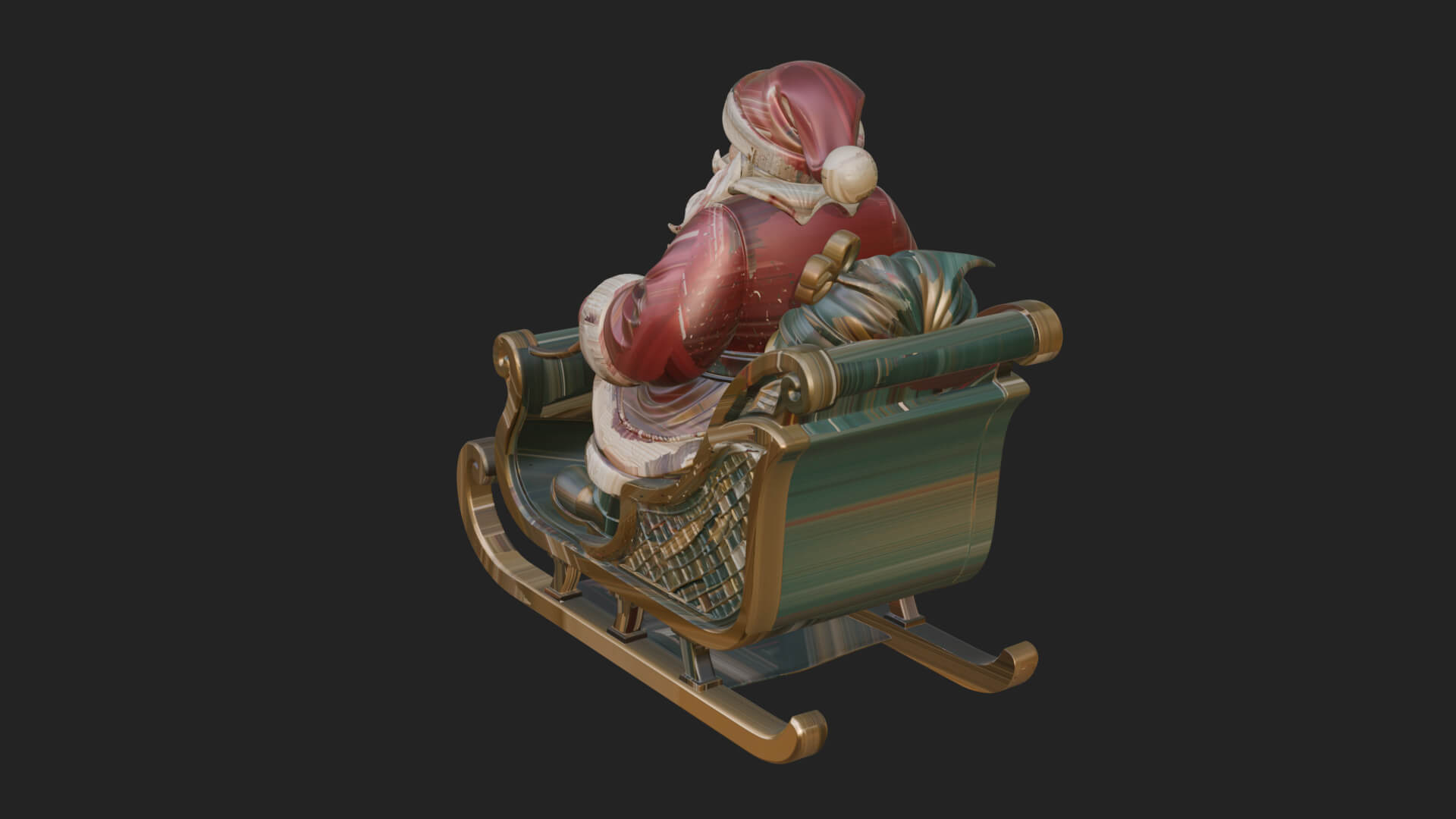 Santa in Sleigh Statue Design 3 3D Print Model 3D Model