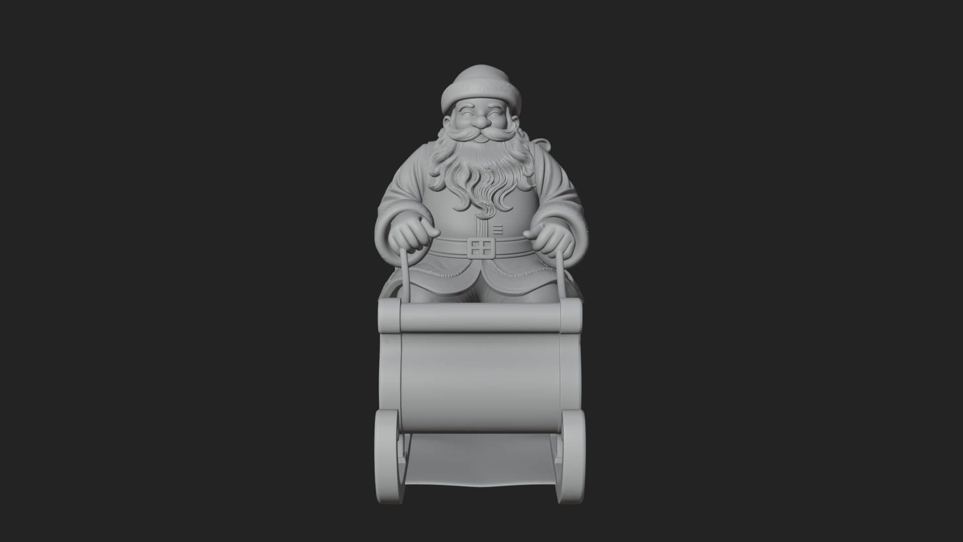 Santa in Sleigh Statue Design 3 3D Print Model 3D Model
