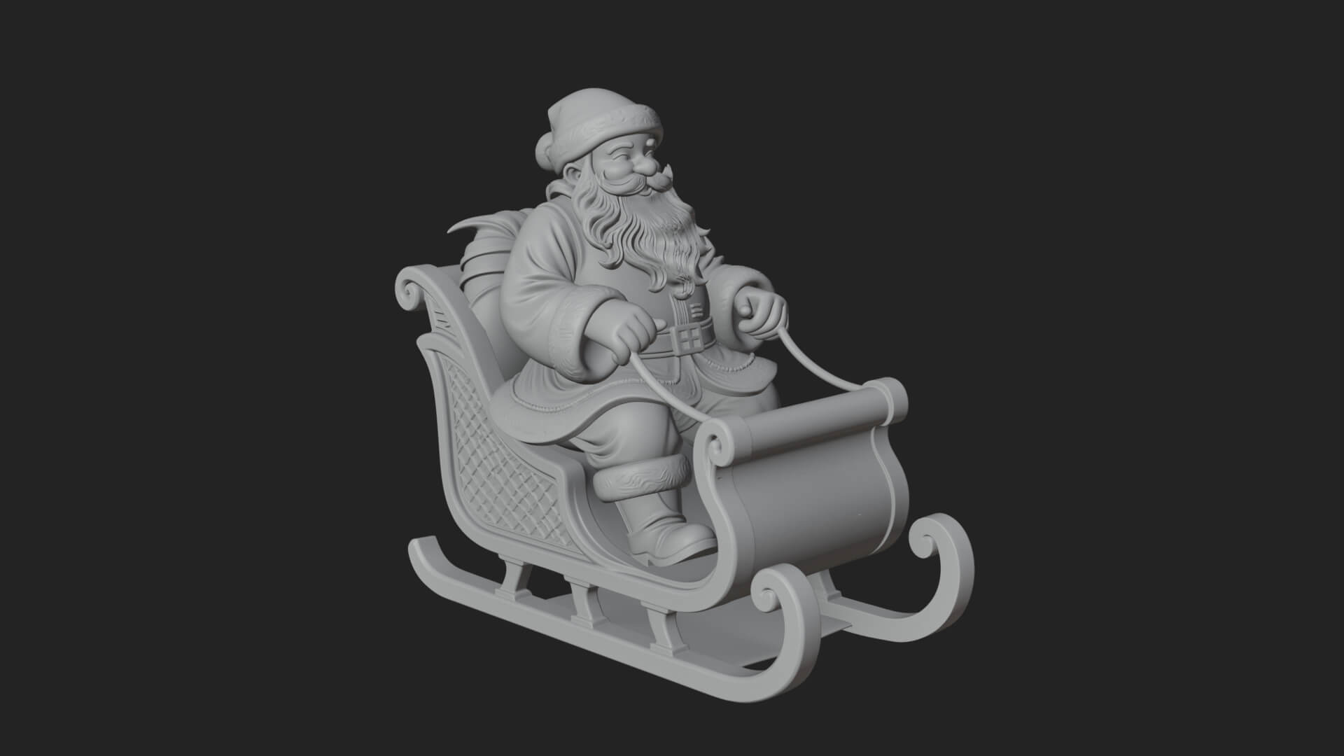Santa in Sleigh Statue Design 3 3D Print Model 3D Model