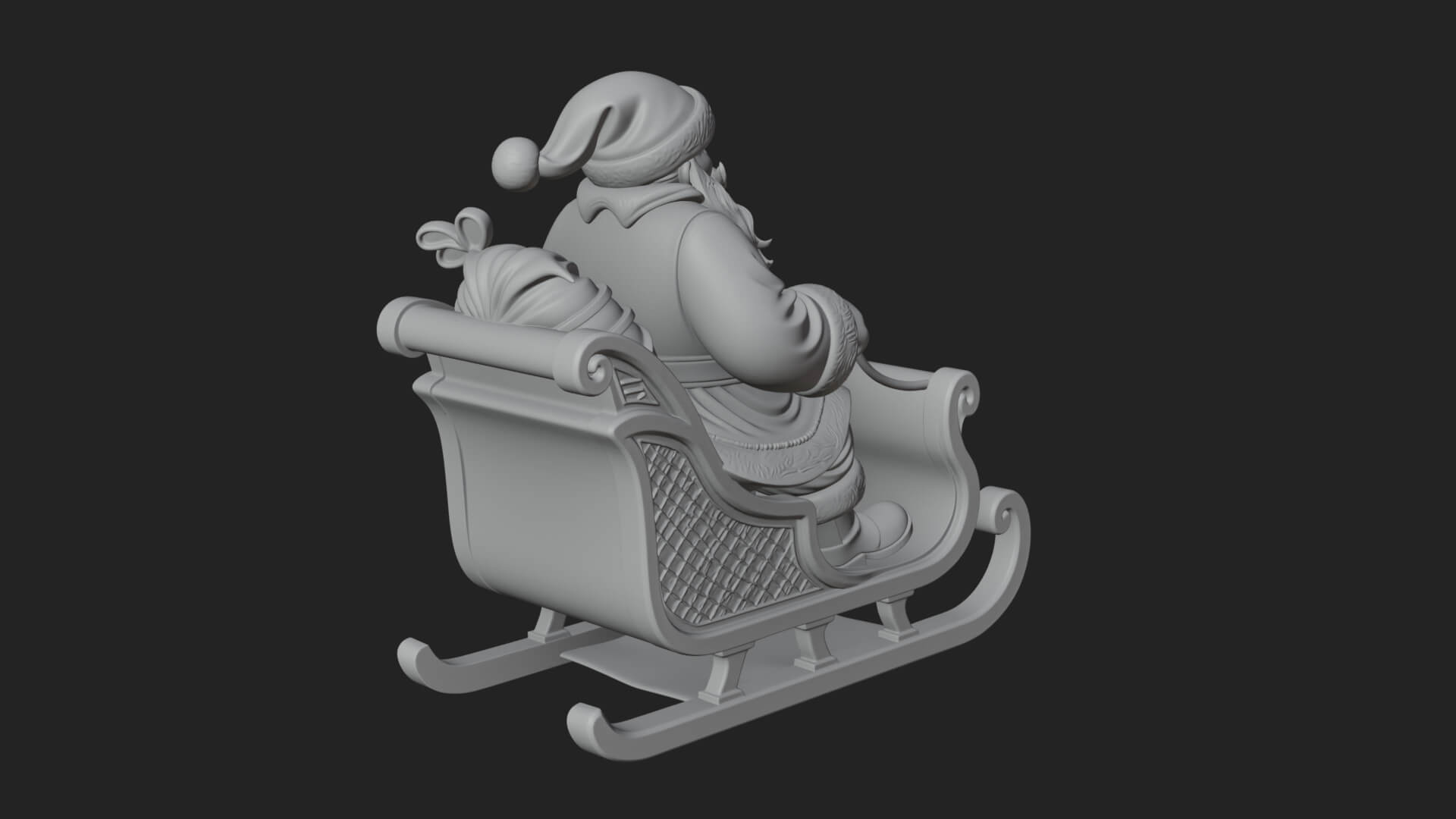 Santa in Sleigh Statue Design 3 3D Print Model 3D Model