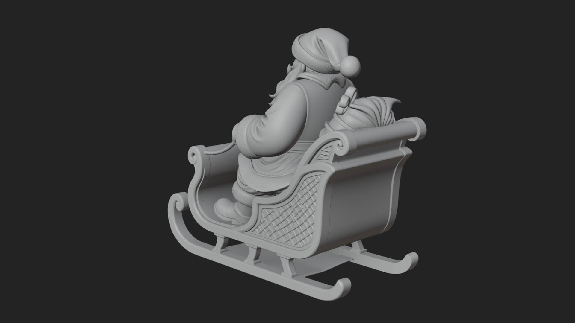 Santa in Sleigh Statue Design 3 3D Print Model 3D Model