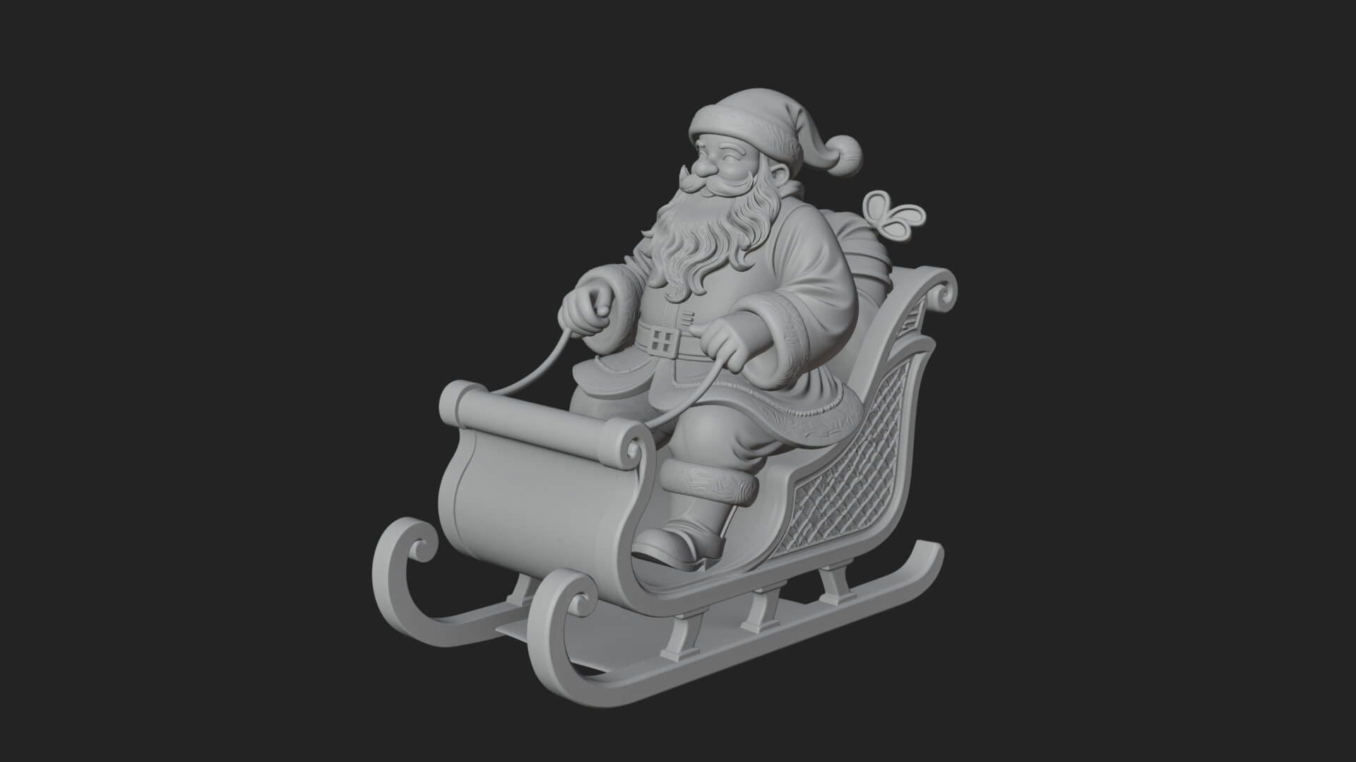 Santa in Sleigh Statue Design 3 3D Print Model 3D Model