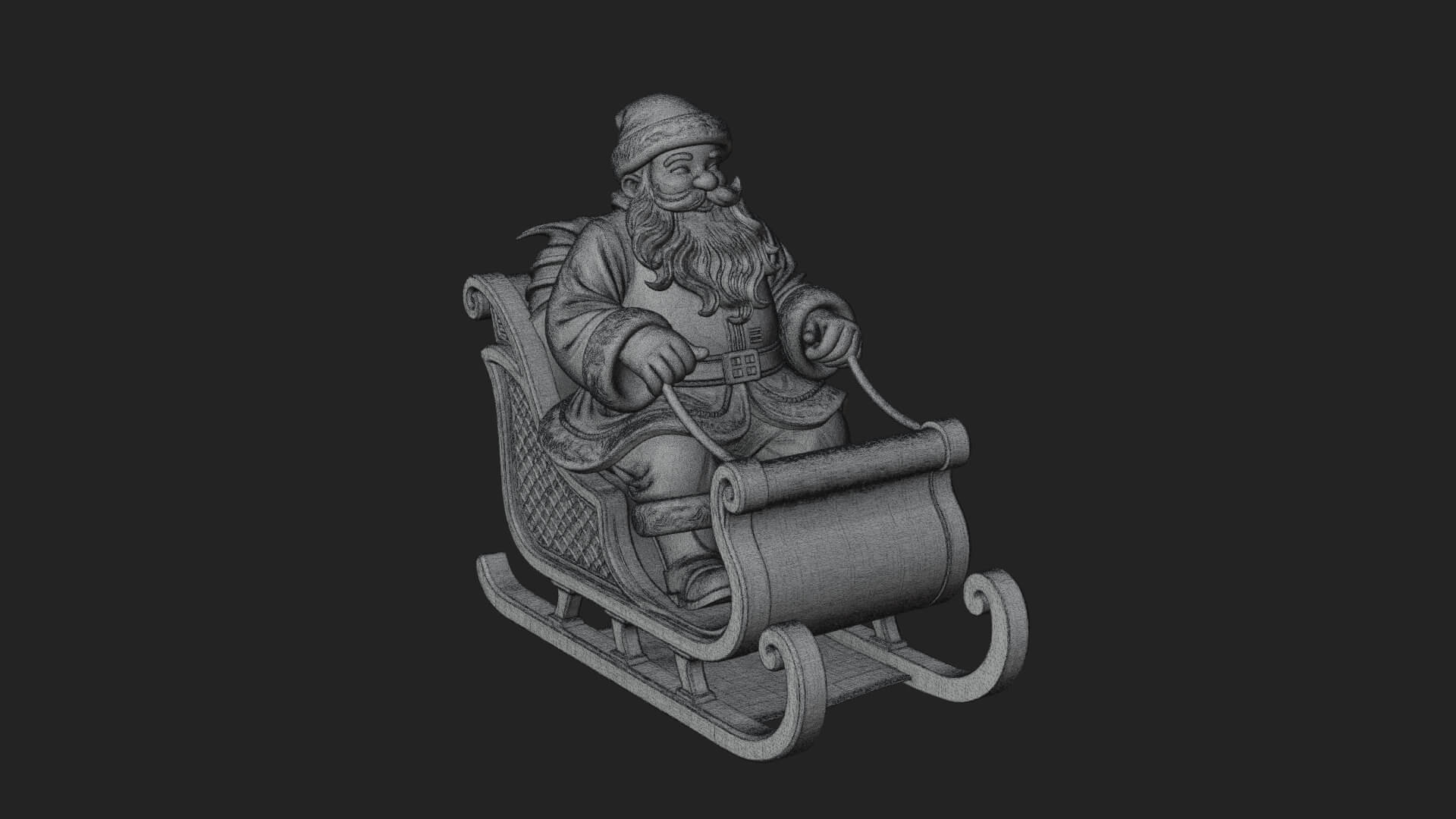 Santa in Sleigh Statue Design 3 3D Print Model 3D Model