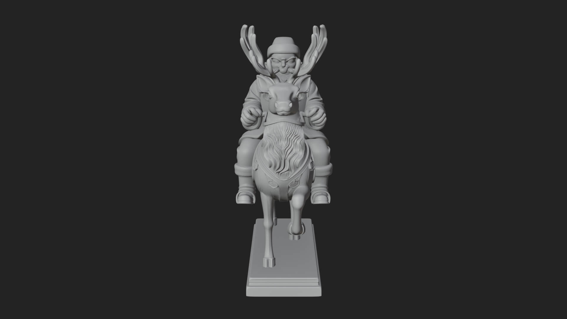 Santa on Reindeer Statue Design 1 3D Print Model 3D Model