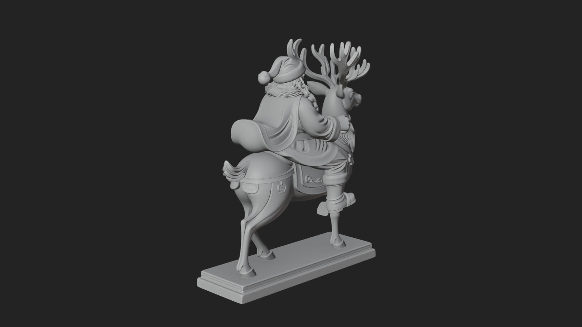 Santa on Reindeer Statue Design 1 3D Print Model 3D Model