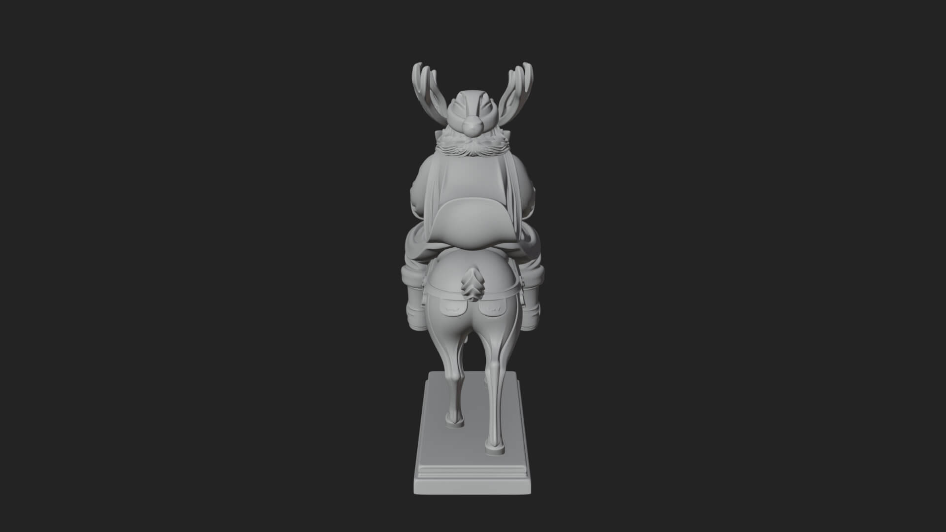 Santa on Reindeer Statue Design 1 3D Print Model 3D Model