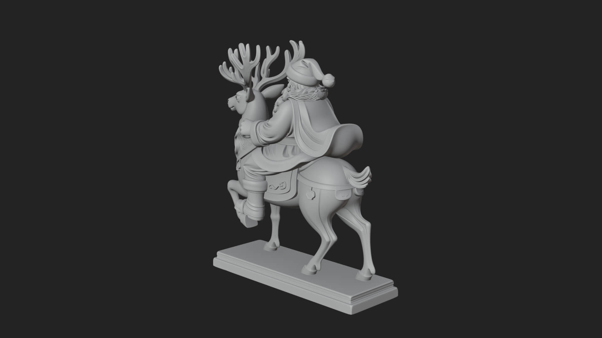 Santa on Reindeer Statue Design 1 3D Print Model 3D Model