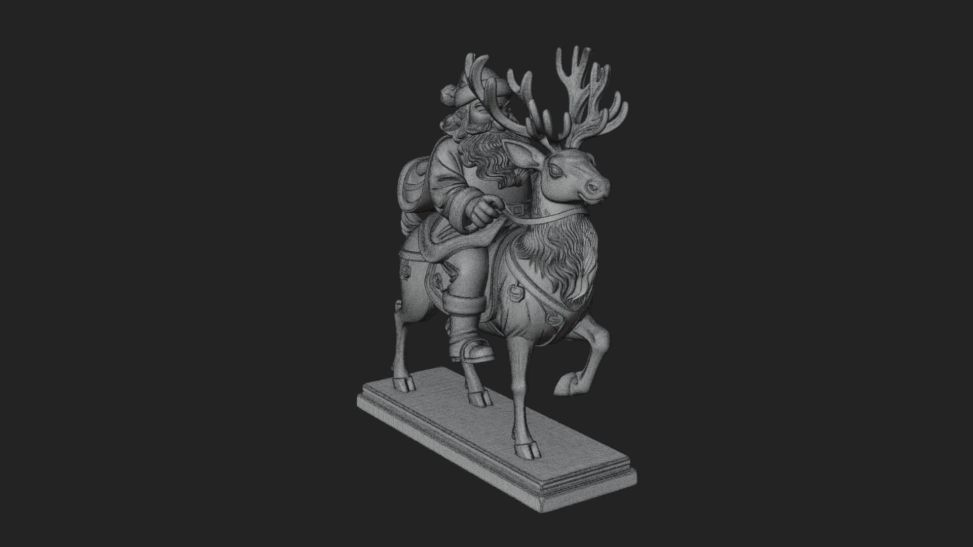 Santa on Reindeer Statue Design 1 3D Print Model 3D Model