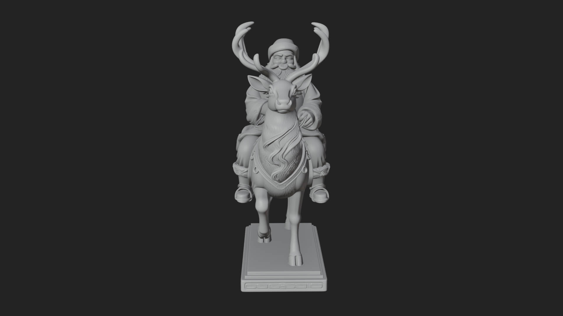 Santa on Reindeer Statue Design 2 3D Print Model 3D Model