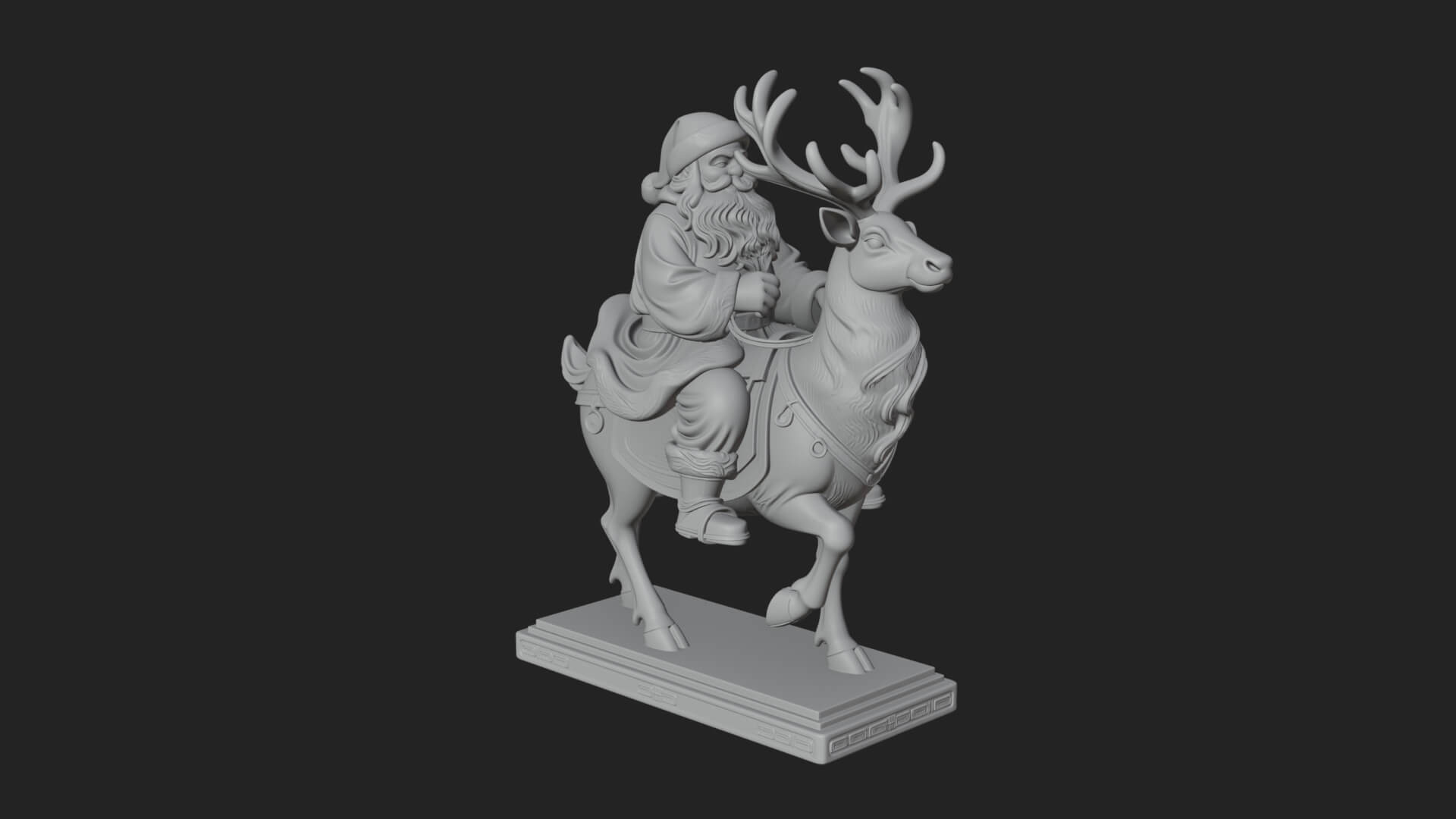 Santa on Reindeer Statue Design 2 3D Print Model 3D Model