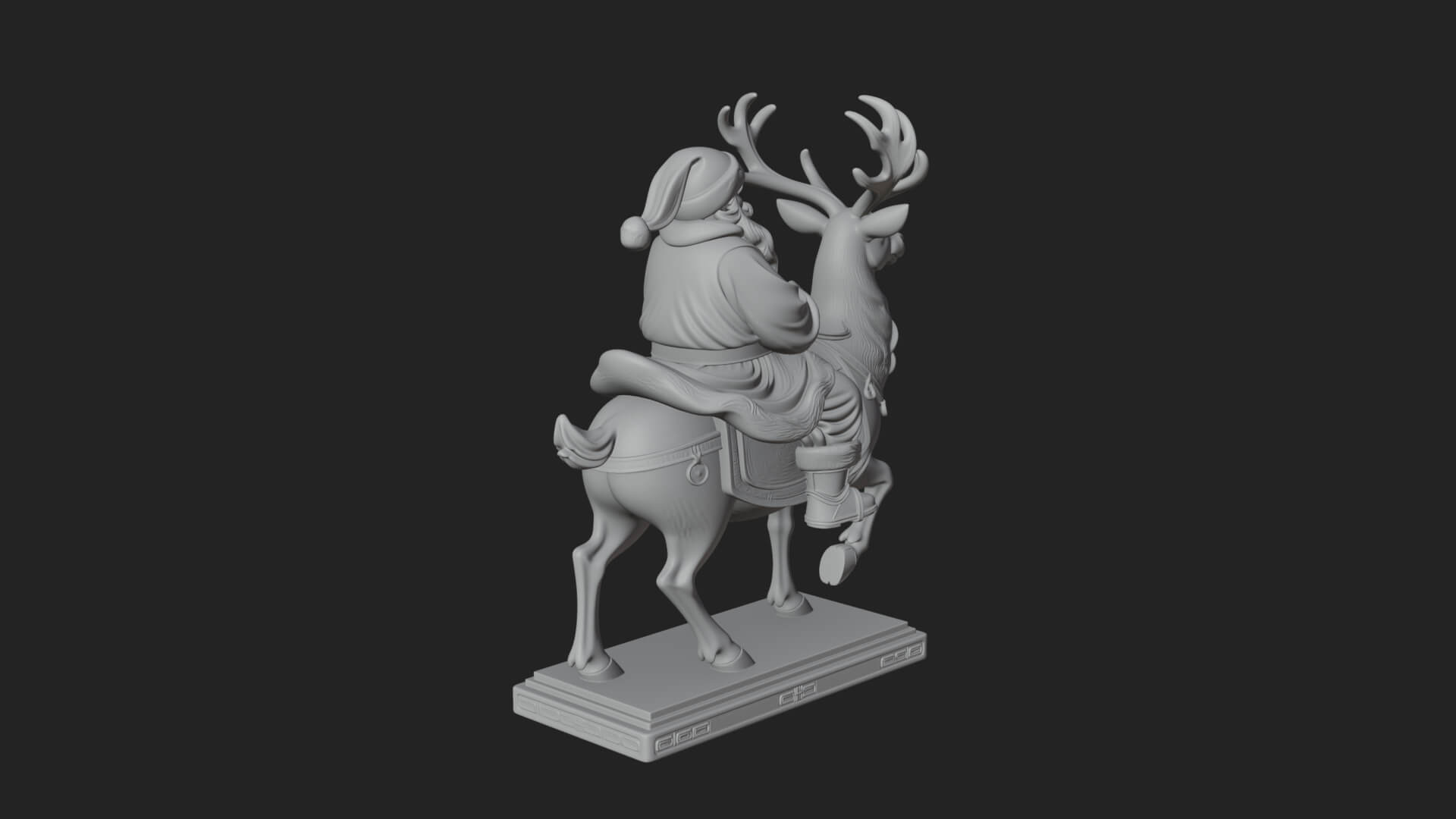 Santa on Reindeer Statue Design 2 3D Print Model 3D Model