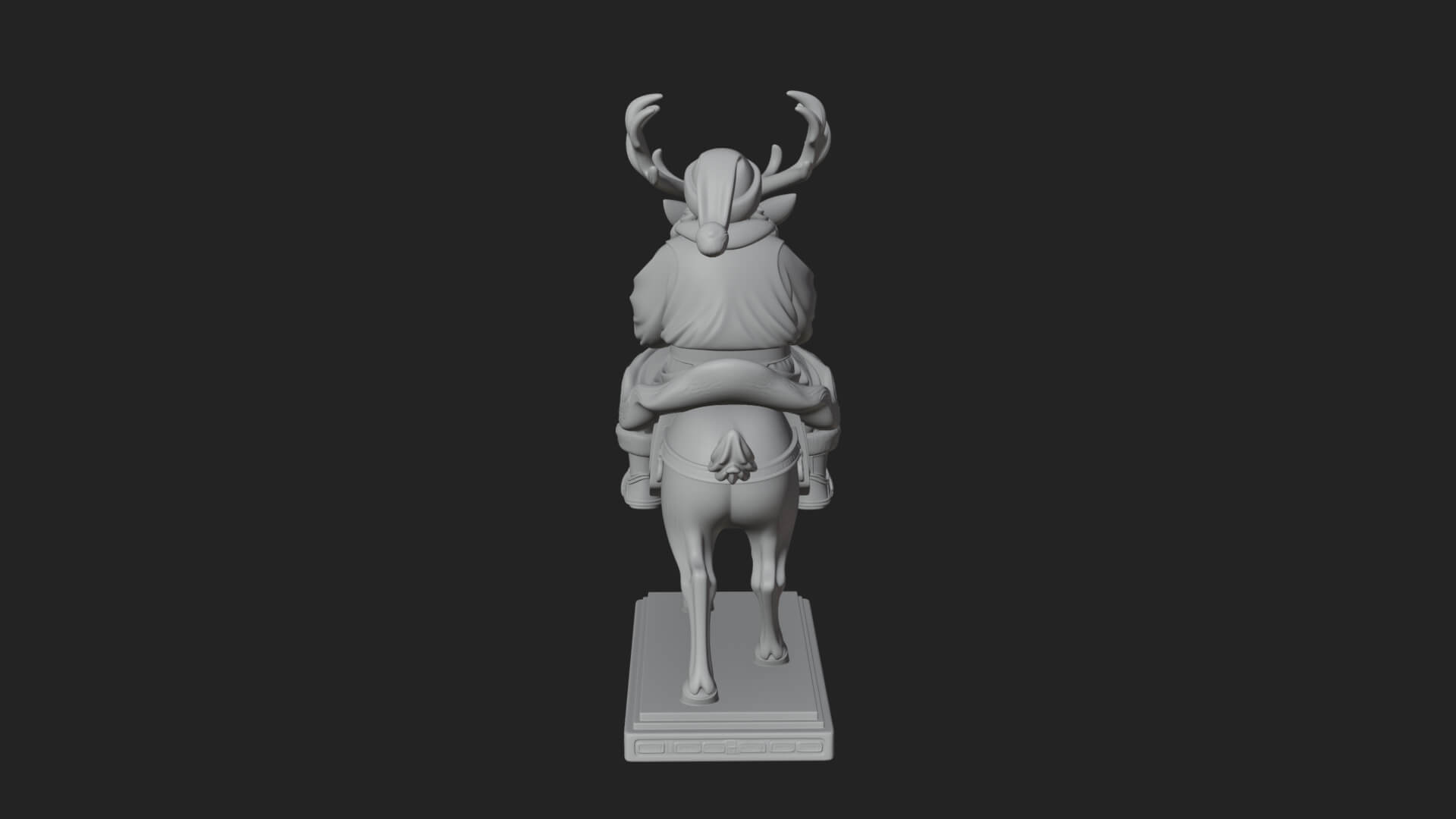 Santa on Reindeer Statue Design 2 3D Print Model 3D Model