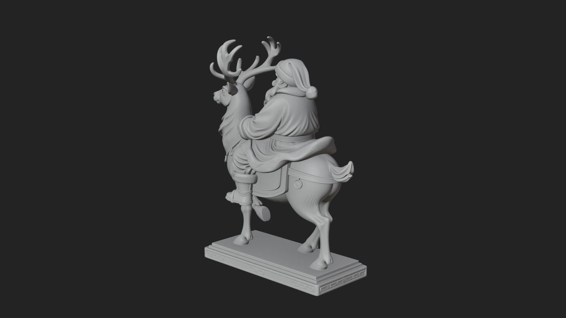 Santa on Reindeer Statue Design 2 3D Print Model 3D Model