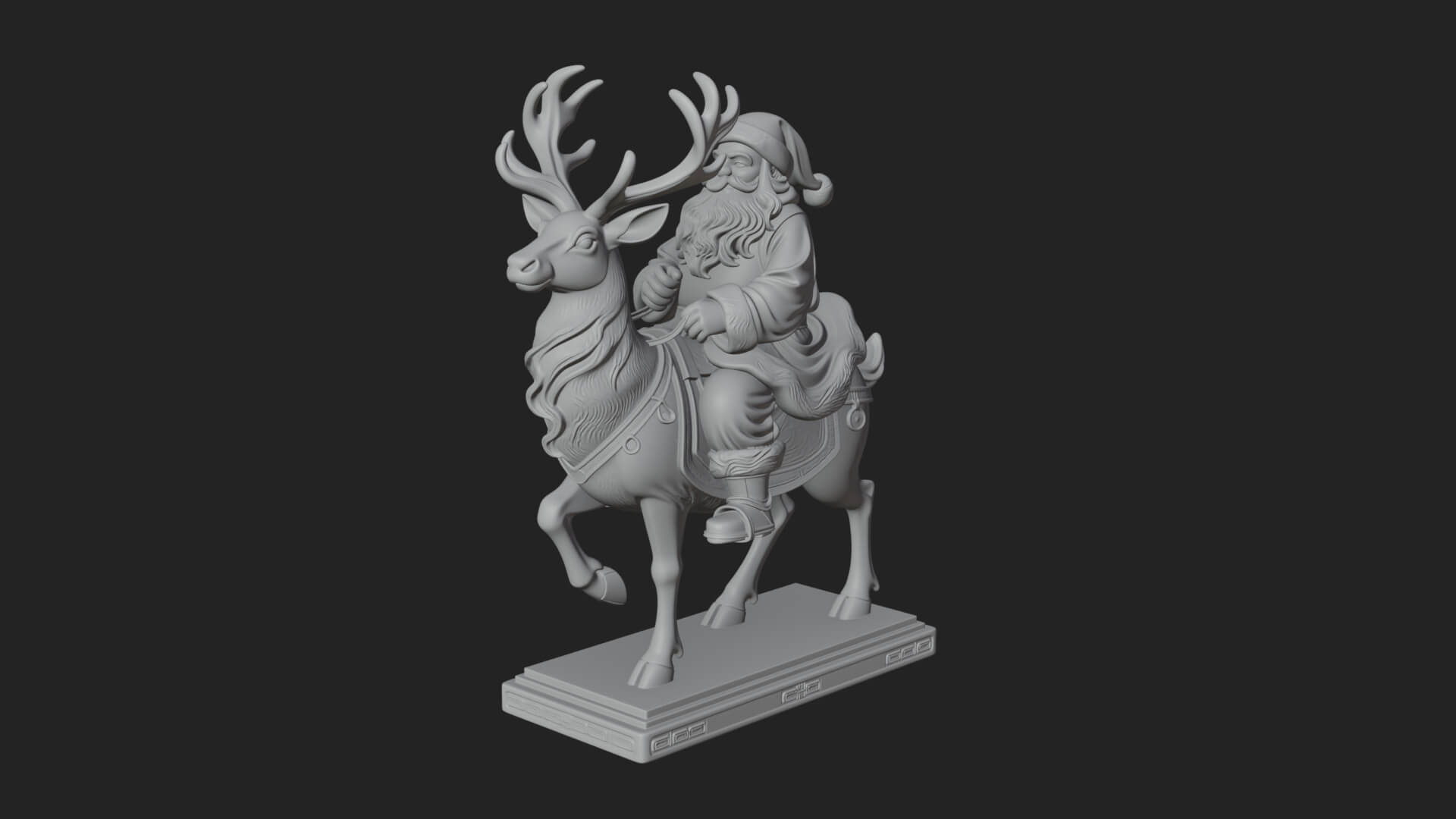 Santa on Reindeer Statue Design 2 3D Print Model 3D Model