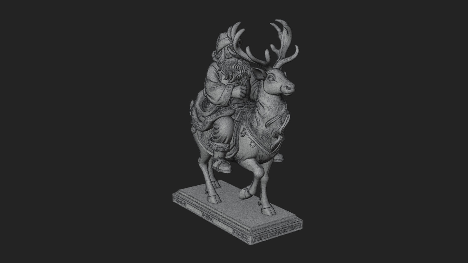 Santa on Reindeer Statue Design 2 3D Print Model 3D Model