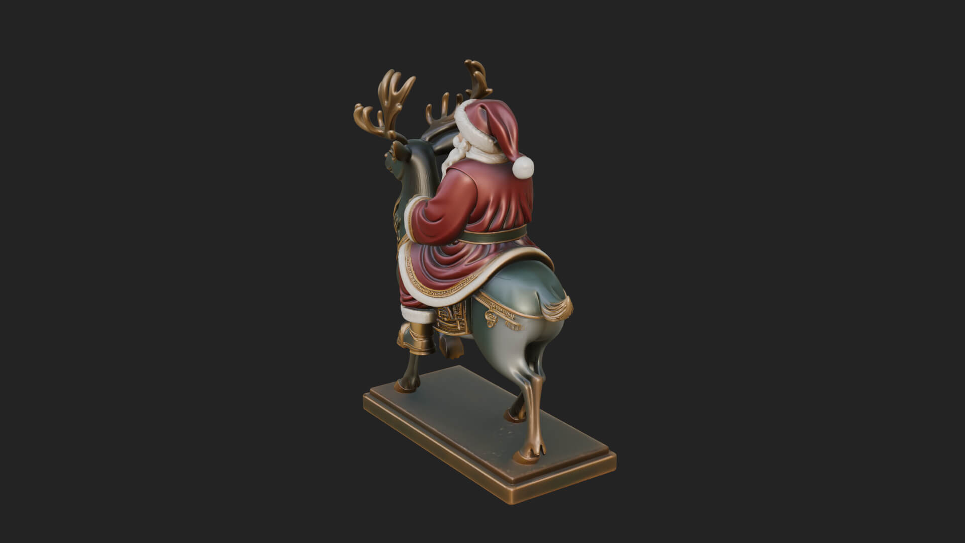 Santa on Reindeer Statue Design 3 3D Print Model 3D Model