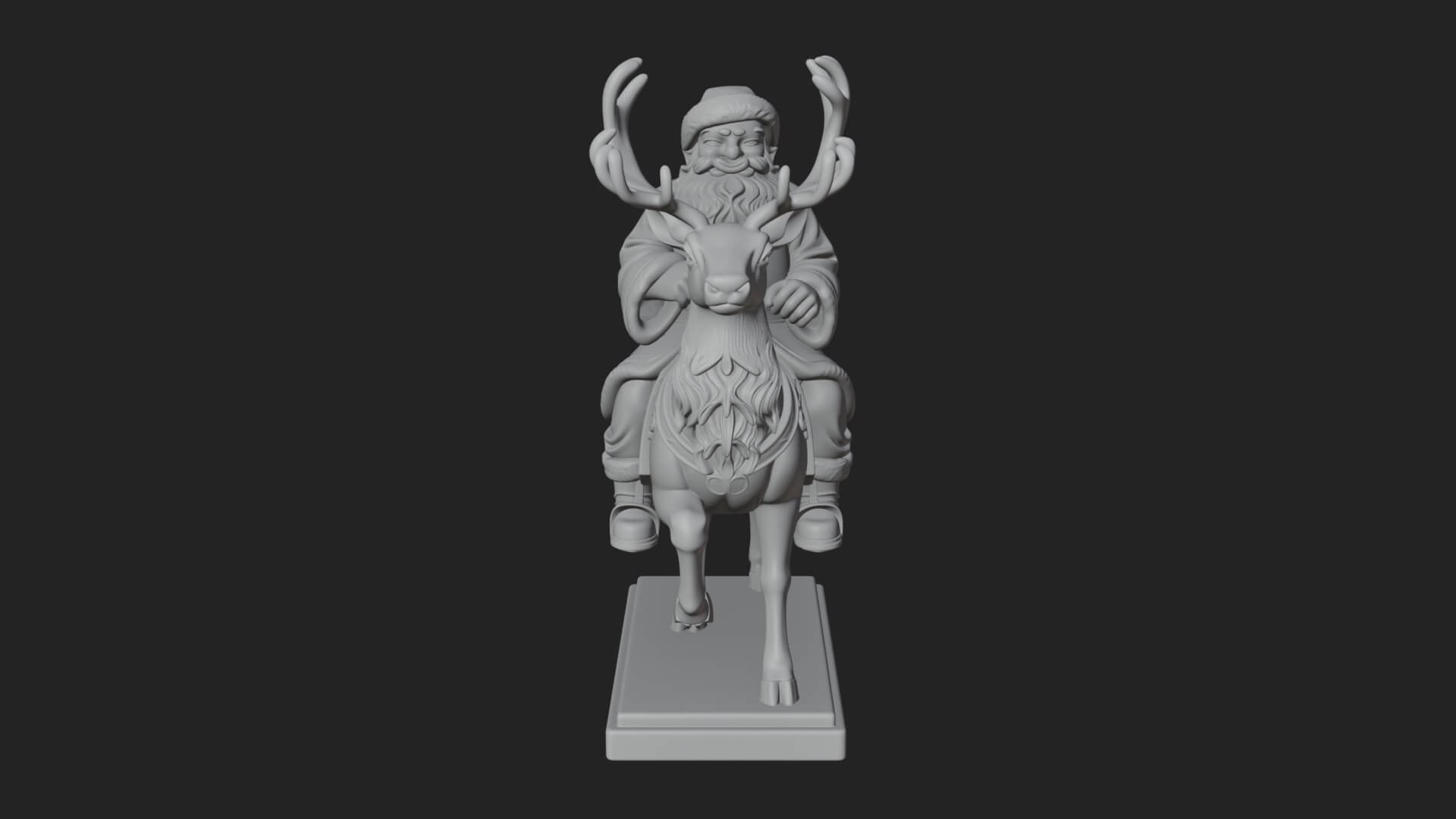 Santa on Reindeer Statue Design 3 3D Print Model 3D Model
