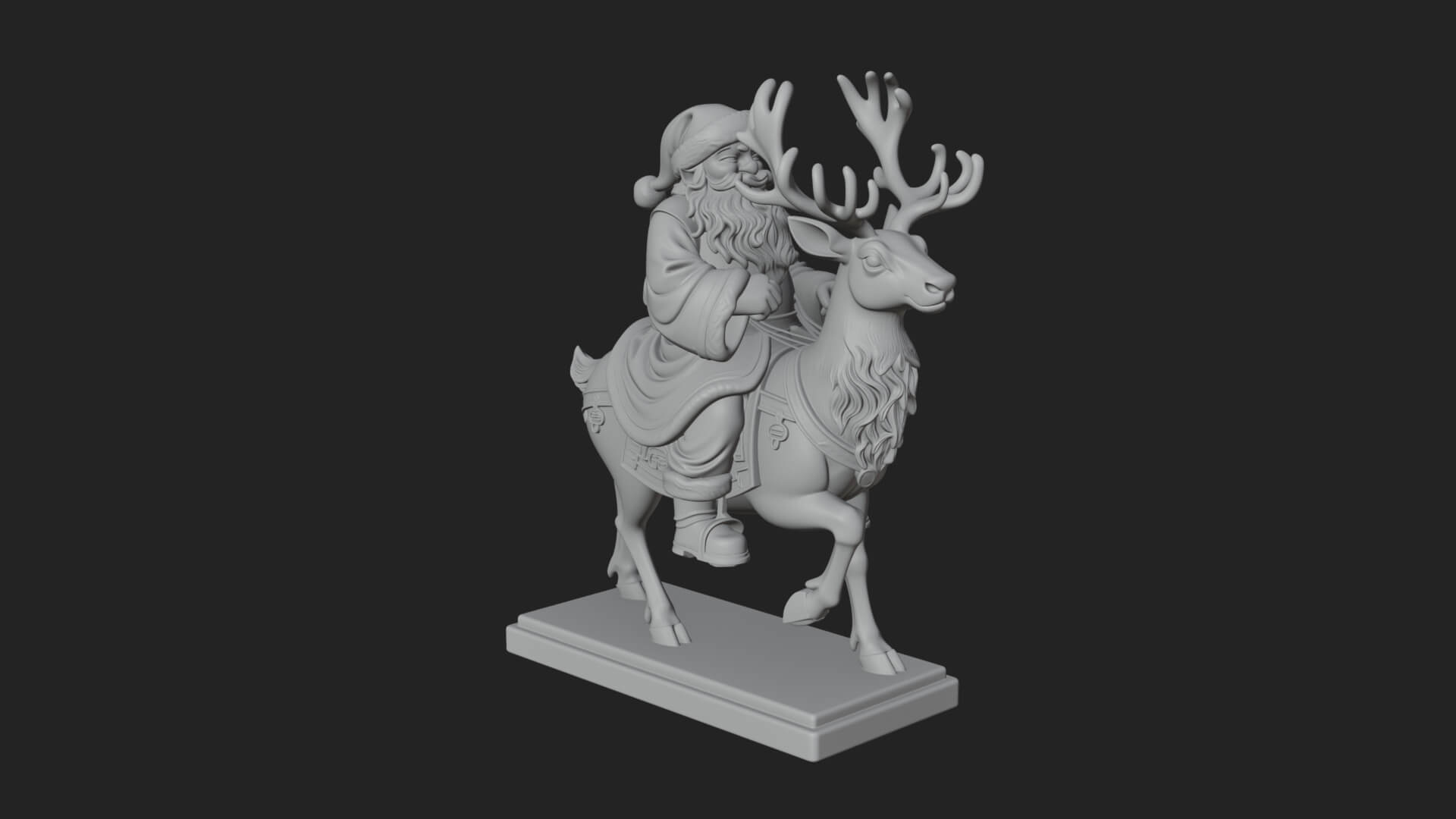 Santa on Reindeer Statue Design 3 3D Print Model 3D Model
