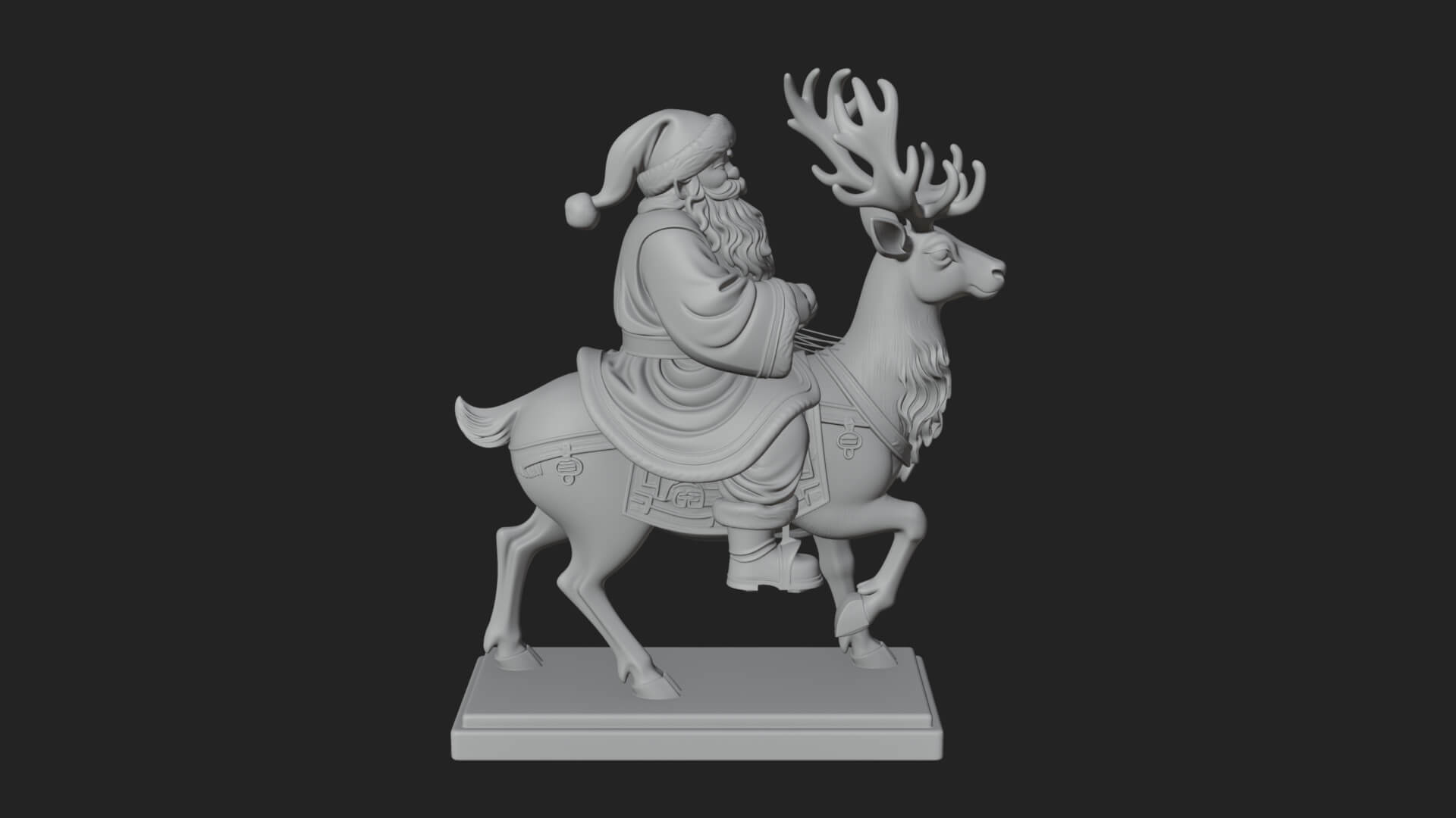 Santa on Reindeer Statue Design 3 3D Print Model 3D Model
