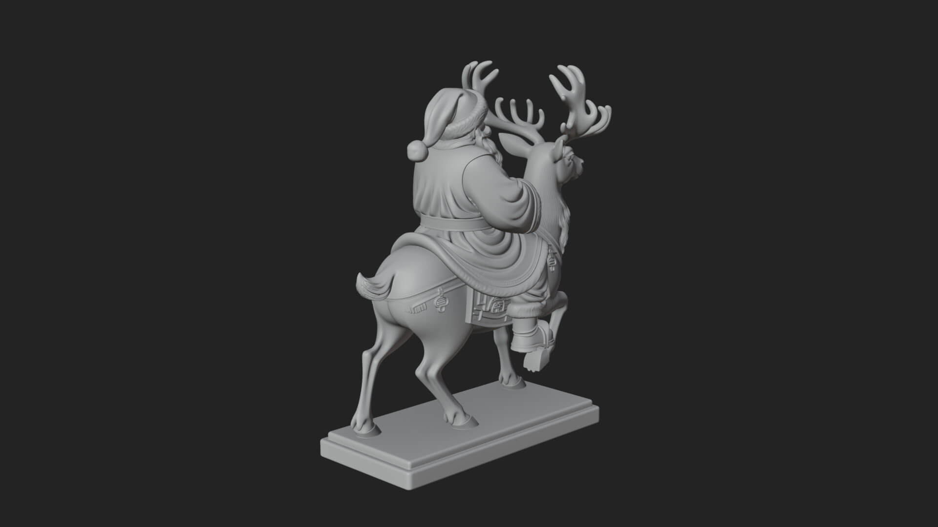 Santa on Reindeer Statue Design 3 3D Print Model 3D Model