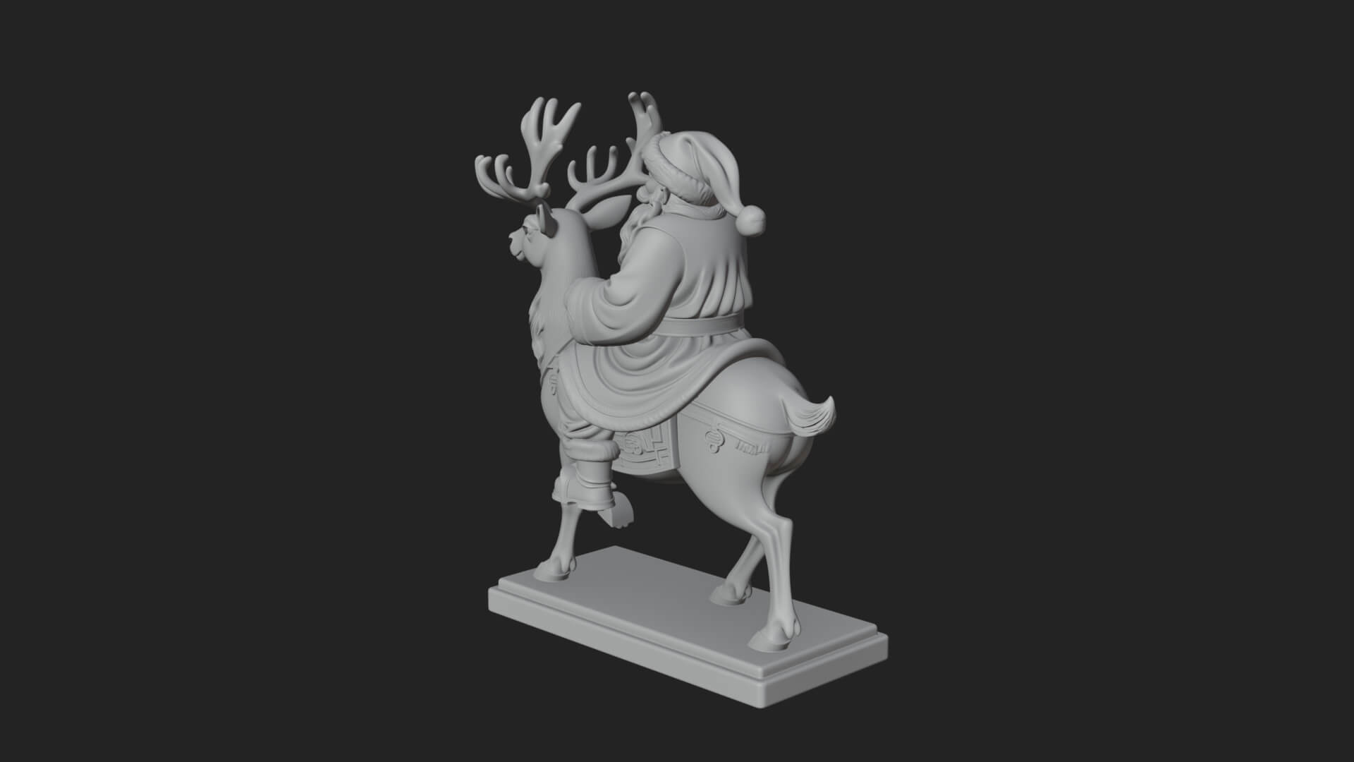 Santa on Reindeer Statue Design 3 3D Print Model 3D Model