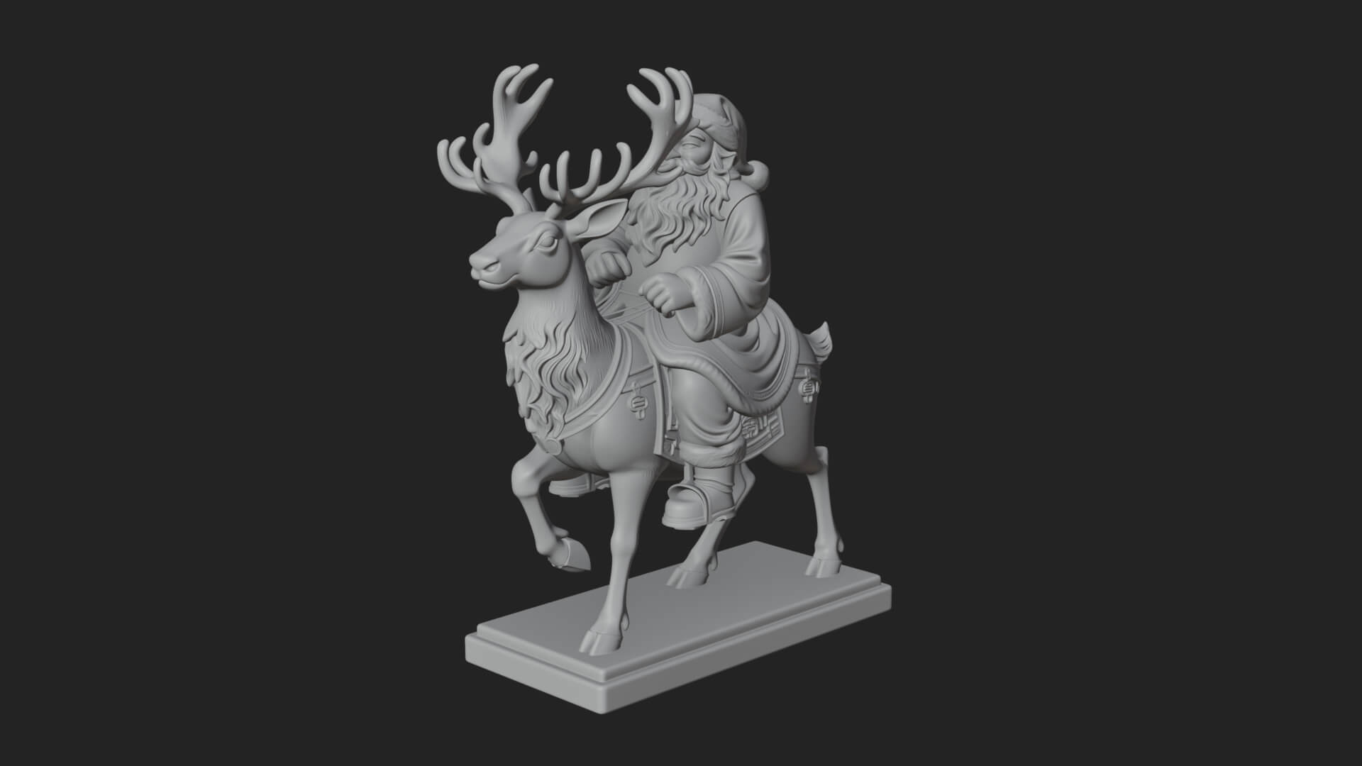 Santa on Reindeer Statue Design 3 3D Print Model 3D Model