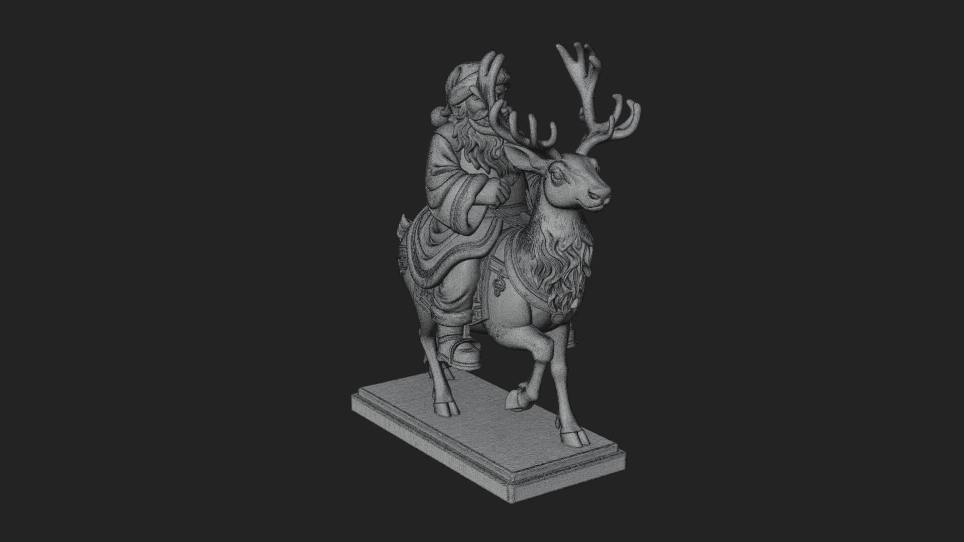 Santa on Reindeer Statue Design 3 3D Print Model 3D Model