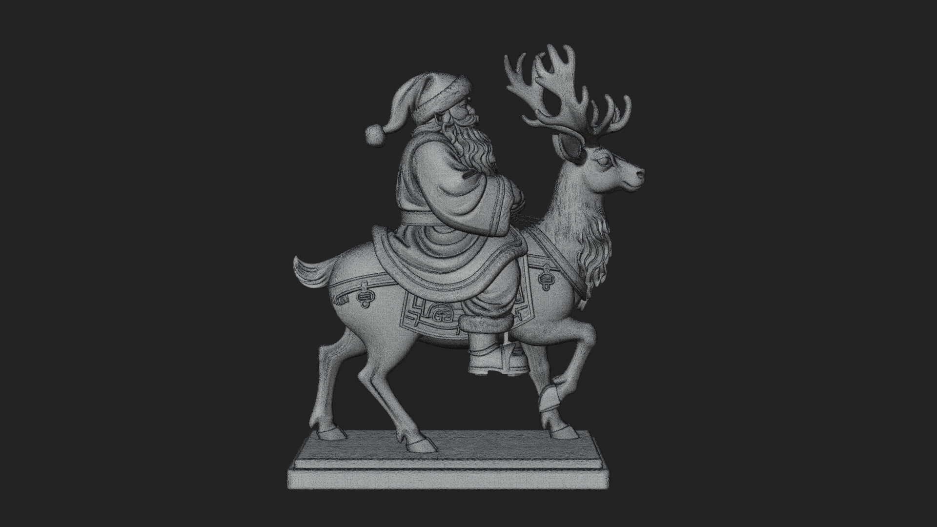 Santa on Reindeer Statue Design 3 3D Print Model 3D Model