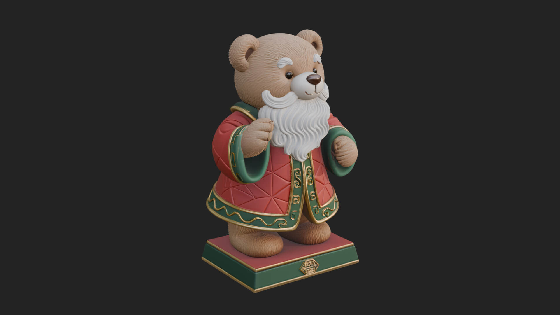 Santa Robe Teddy Bear Statue Design 1 3D Print Model 3D Model