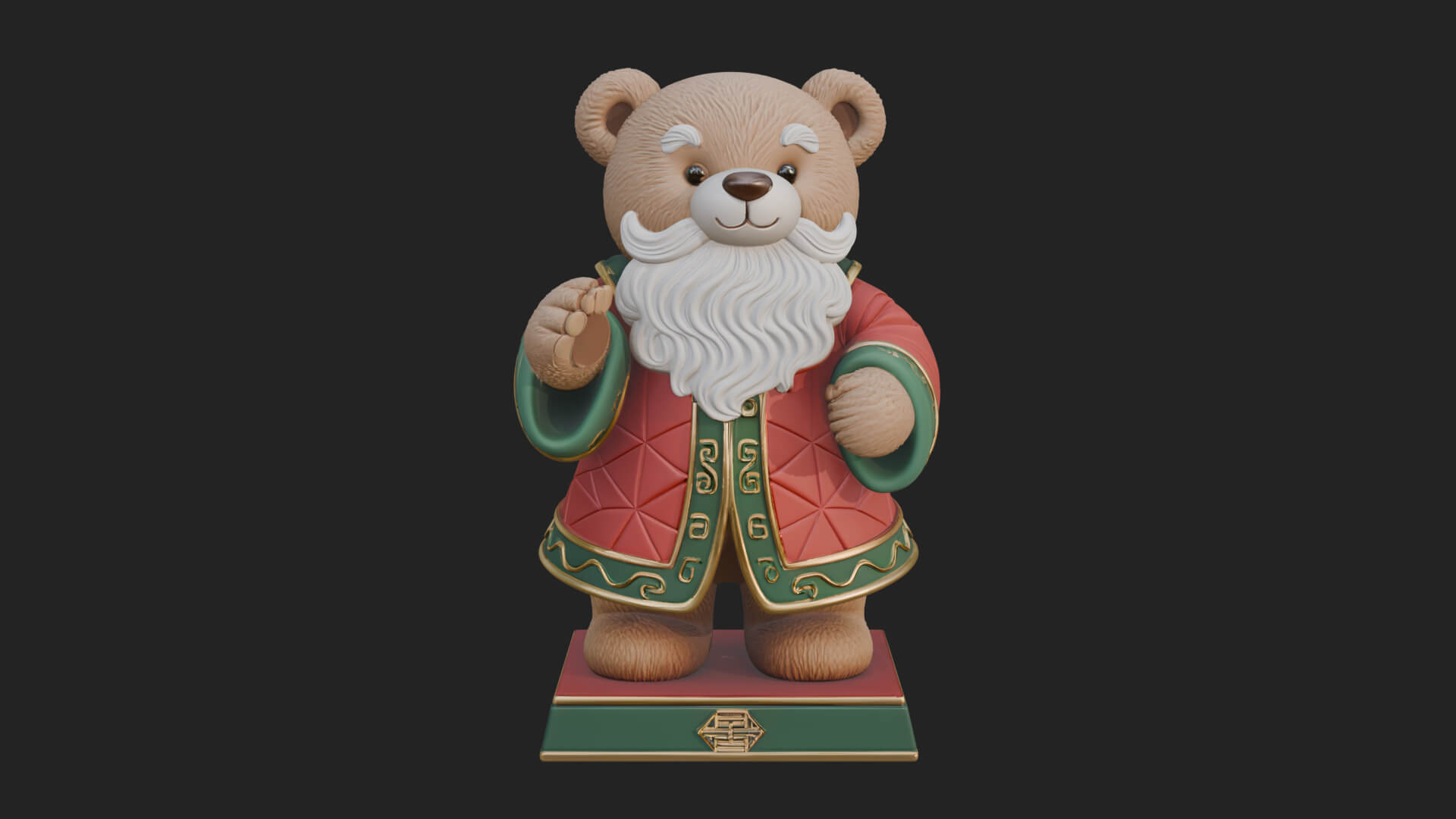 Santa Robe Teddy Bear Statue Design 1 3D Print Model 3D Model