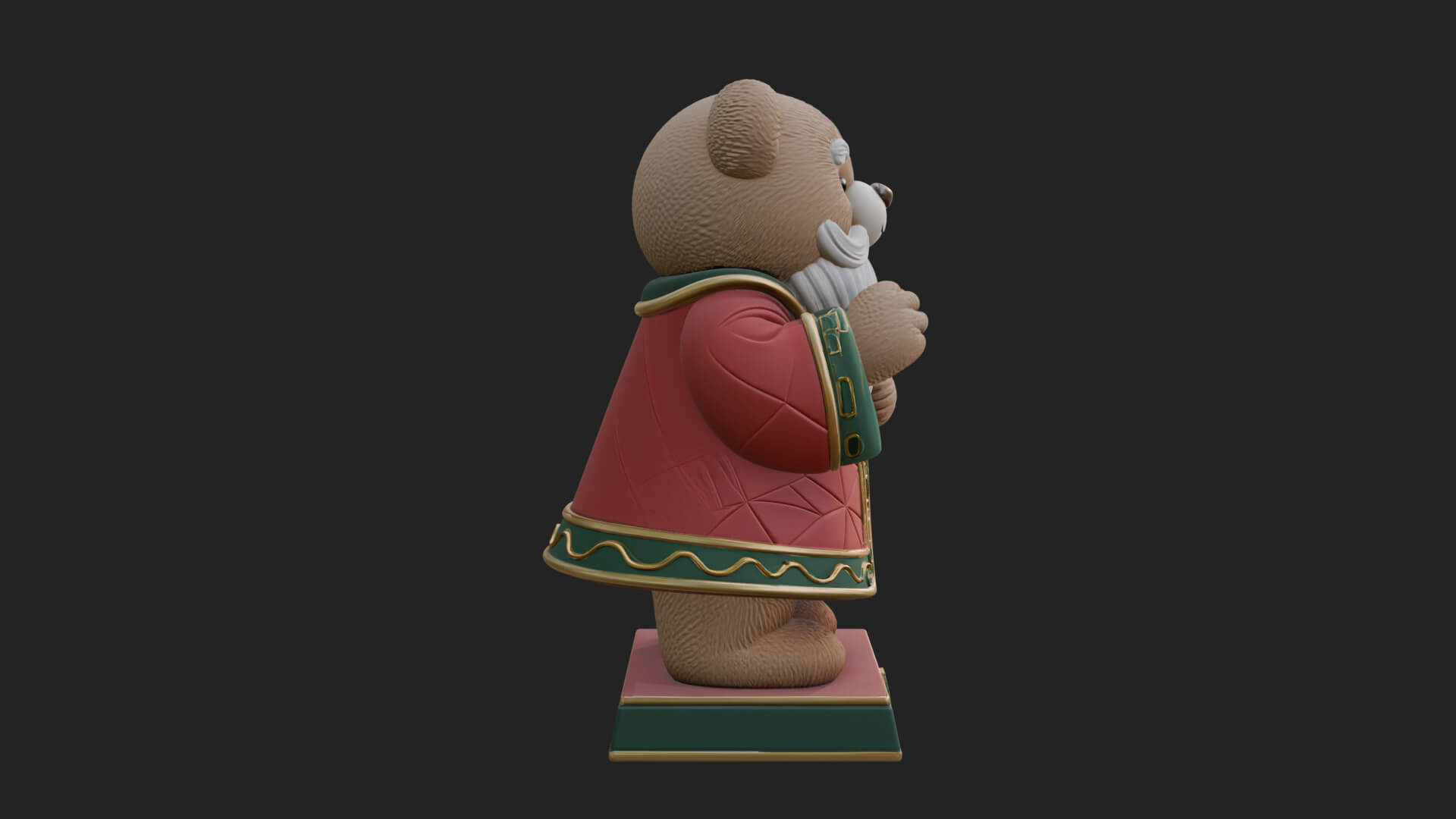 Santa Robe Teddy Bear Statue Design 1 3D Print Model 3D Model
