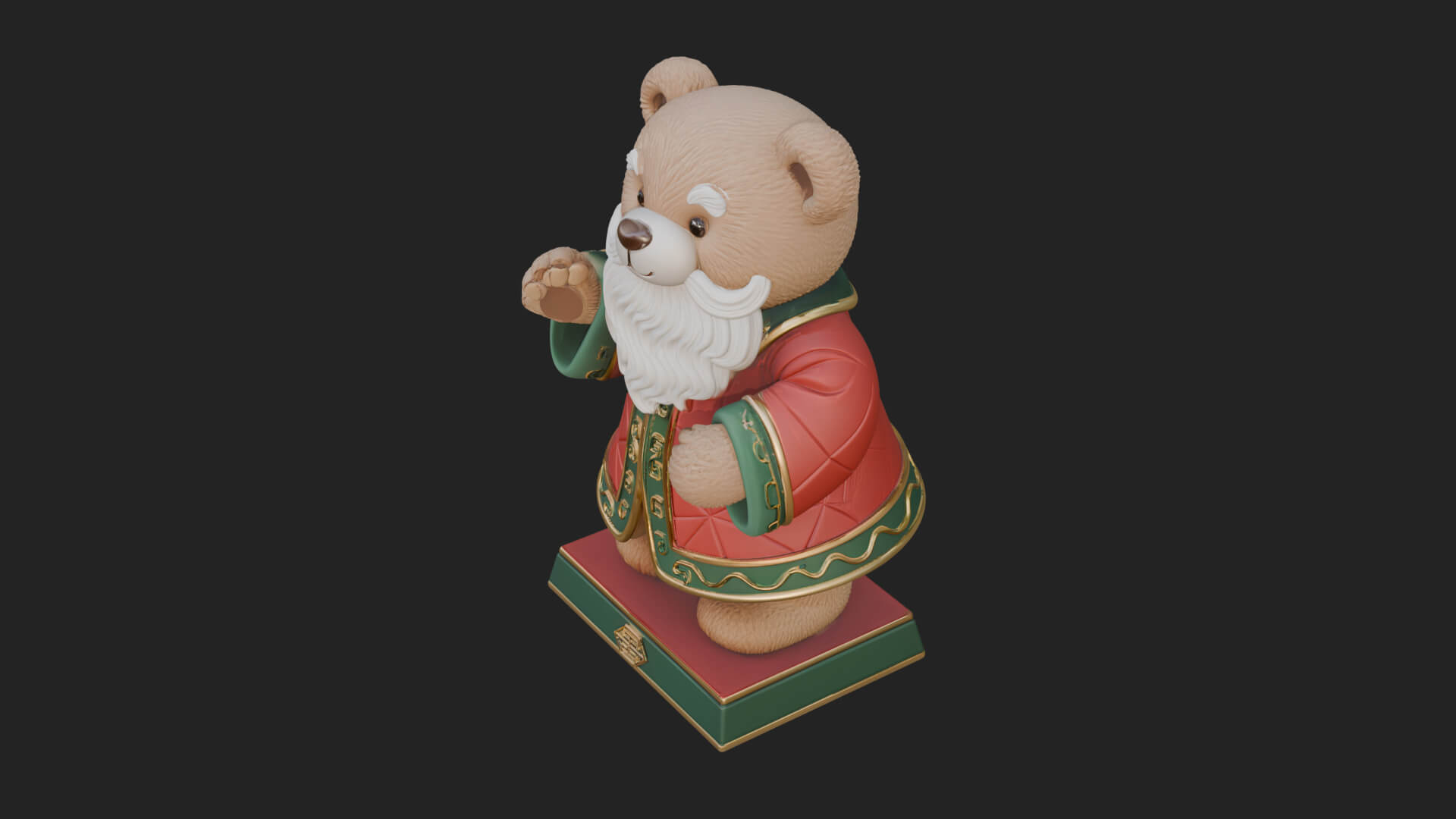 Santa Robe Teddy Bear Statue Design 1 3D Print Model 3D Model