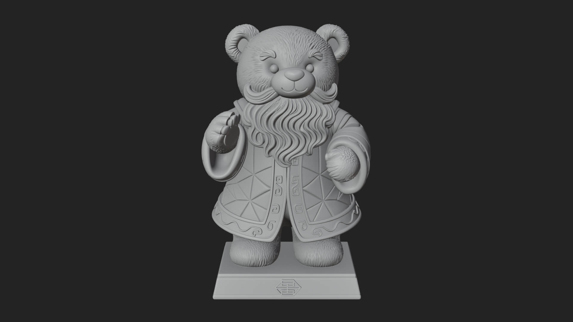 Santa Robe Teddy Bear Statue Design 1 3D Print Model 3D Model