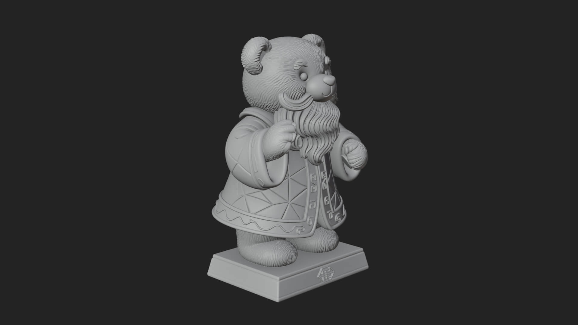 Santa Robe Teddy Bear Statue Design 1 3D Print Model 3D Model